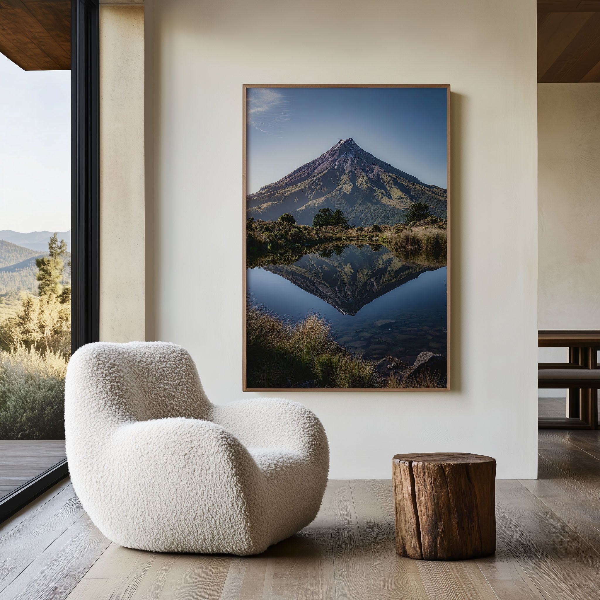 Mount Taranaki Perfect Symmetry Lake Reflection New Zealand Wall Art Print | New Zealand Volcano Landscape Photography Poster | Alpine Nature Decor