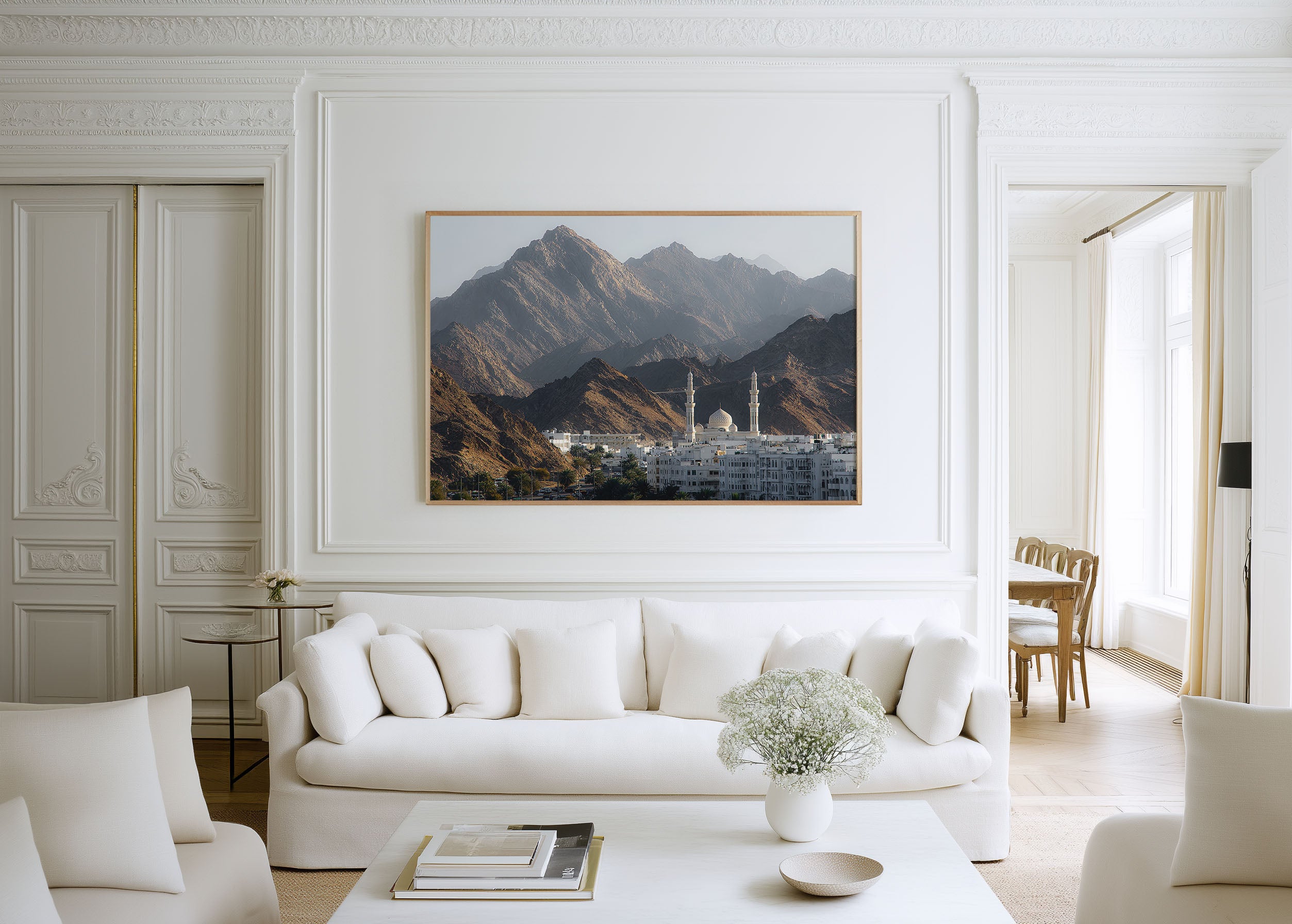 Muscat Oman Skyline Wall Art Print | Mountains & Mosque Cityscape