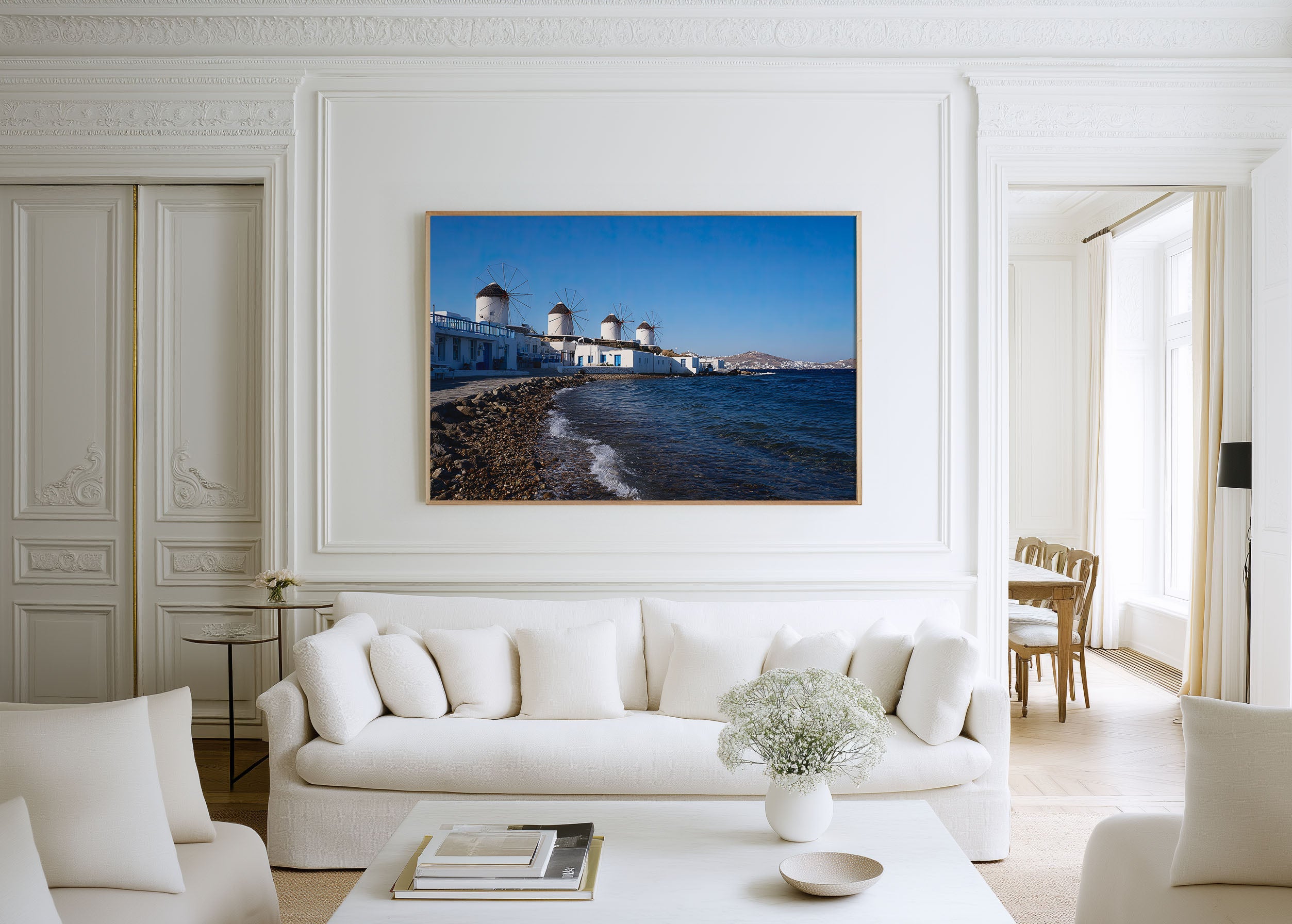 Mykonos Windmills Print – Greek Island Coastal Wall Art