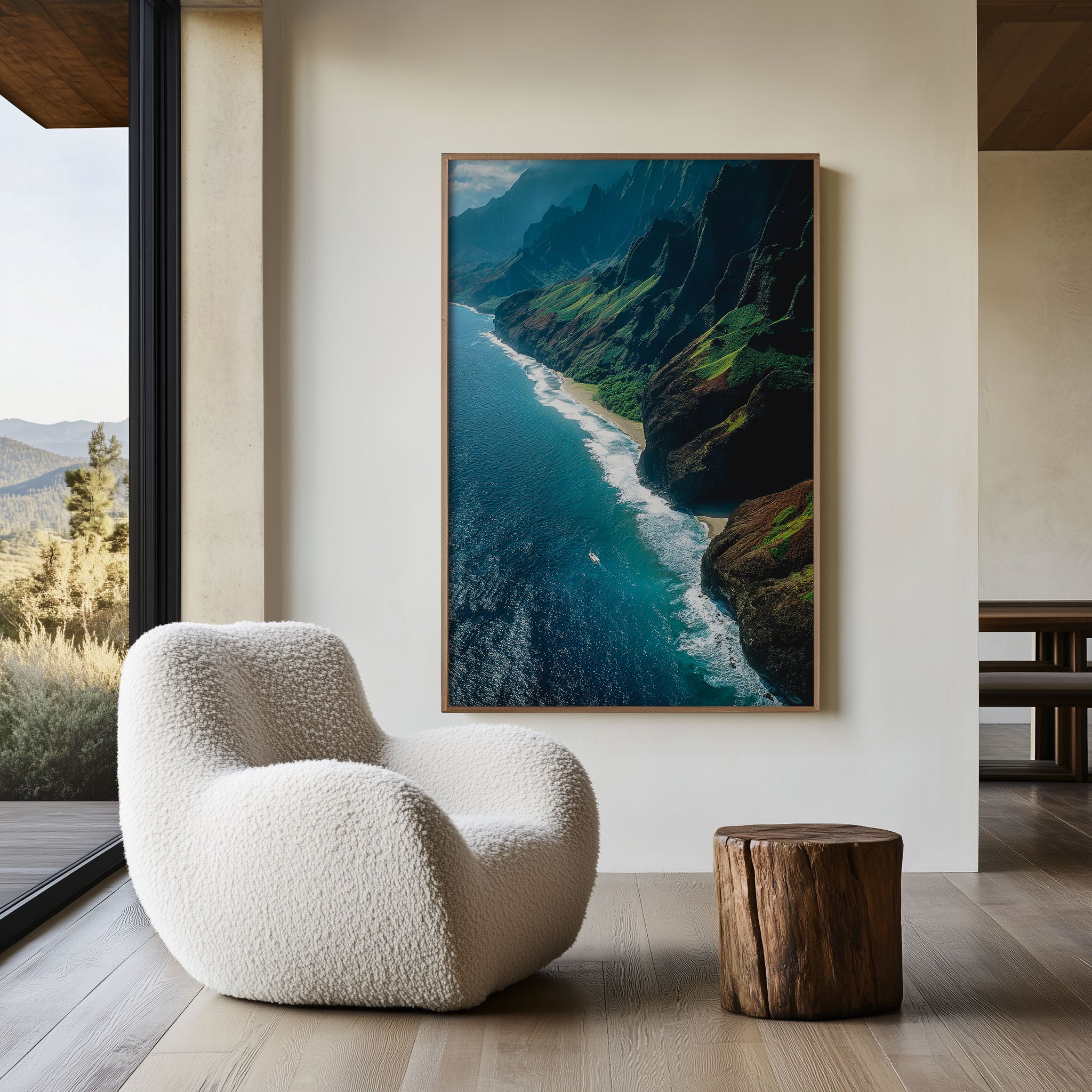 Na Pali Coast Hawaii Wall Art Print | Tropical Ocean Cliff Canvas