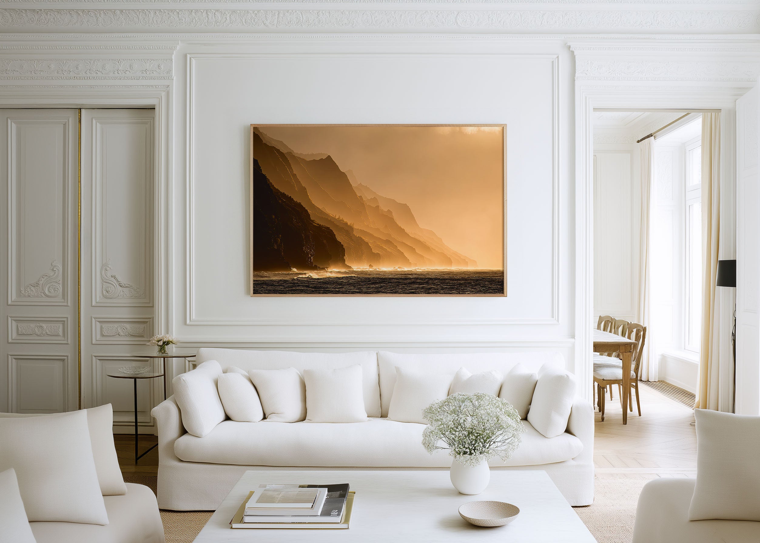 Na Pali Coast Kauai Wall Art | Hawaii Golden Ocean Cliff Print