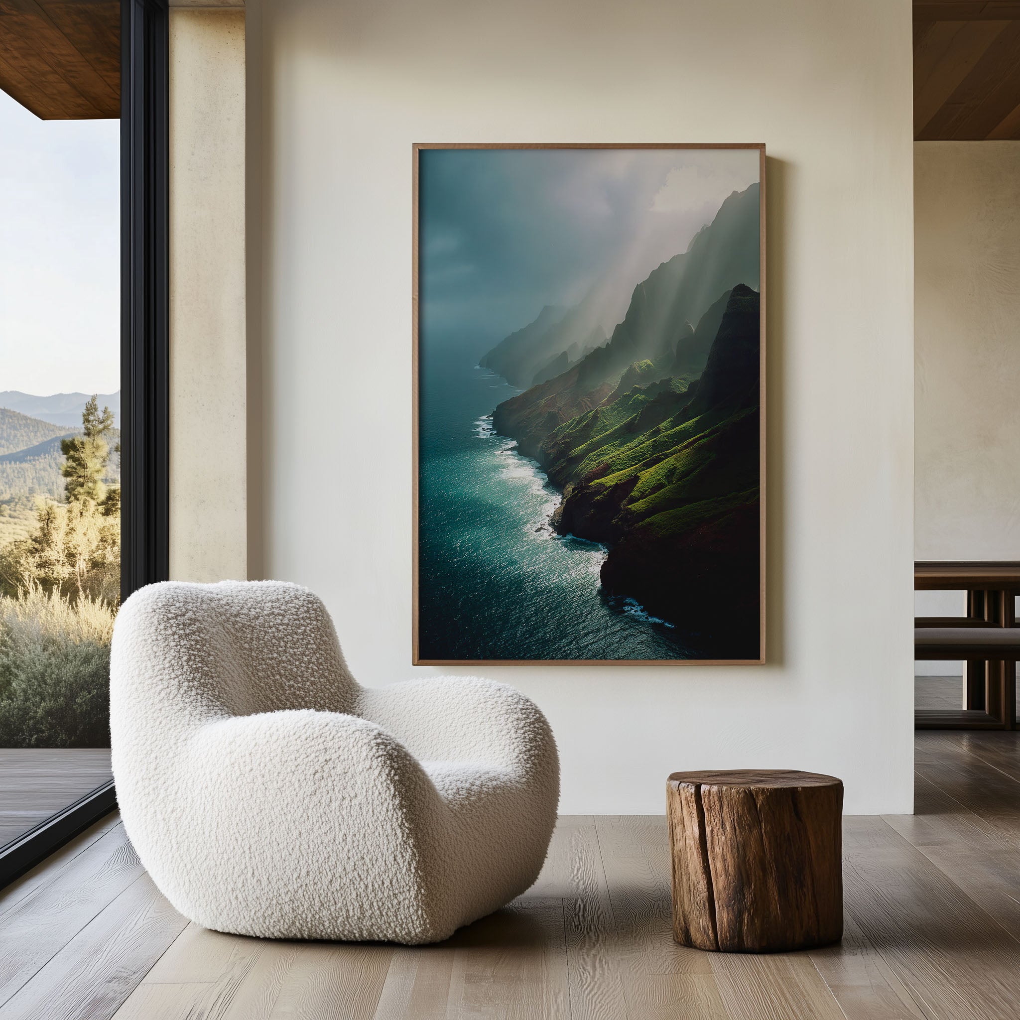 Na Pali Coast Sun Rays Wall Art Print | Hawaii Ocean Cliff Canvas