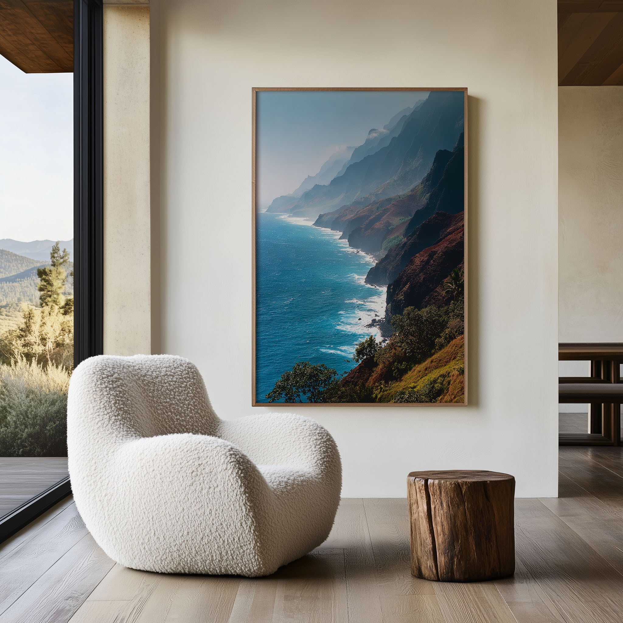Nā Pali Coast Wall Art Print | Kauai Hawaii Cliffside Photography | Pacific Ocean Landscape Poster | Hawaiian Nature Print | Tropical Coastal Home Decor