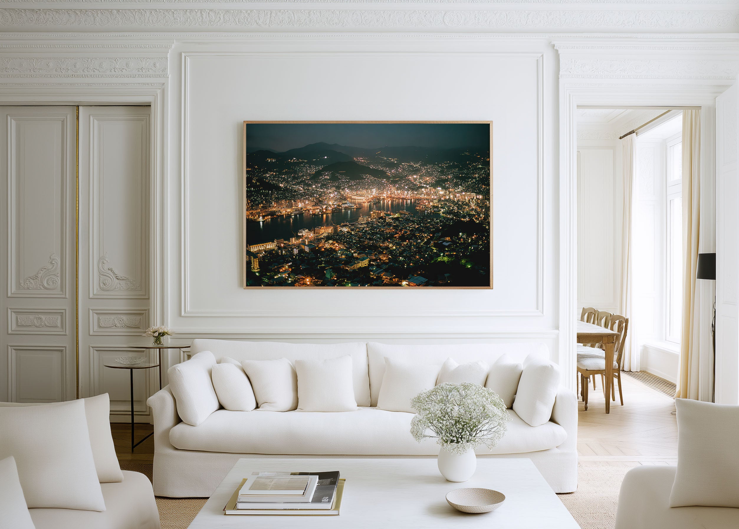 Nagasaki Japan Night View Wall Art Print, Harbor City Lights