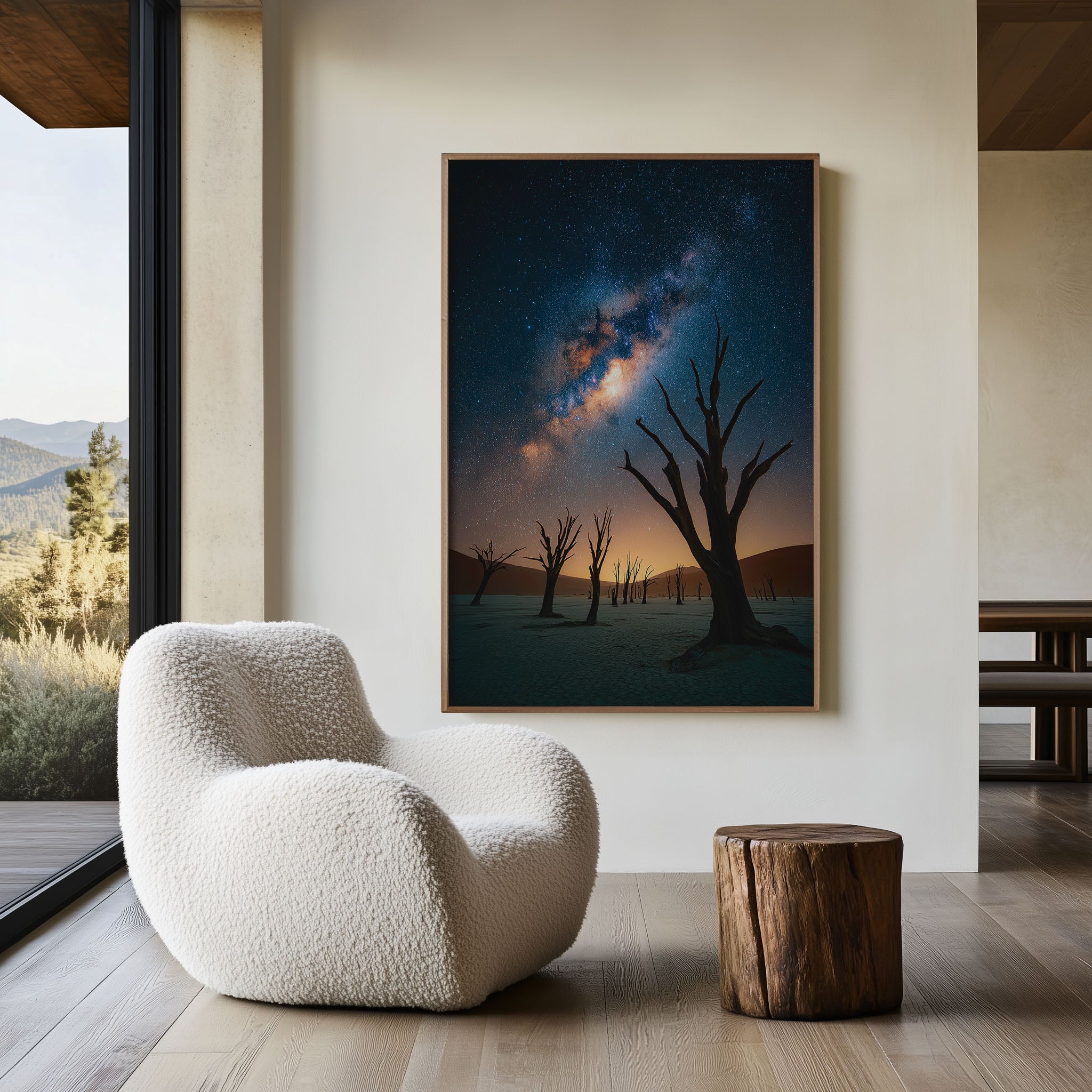 Namib Desert Dead Trees Milky Way Night Sky Deadvlei Namibia Wall Art Print | Africa Astrophotography Poster | Desert Night Nature Decor