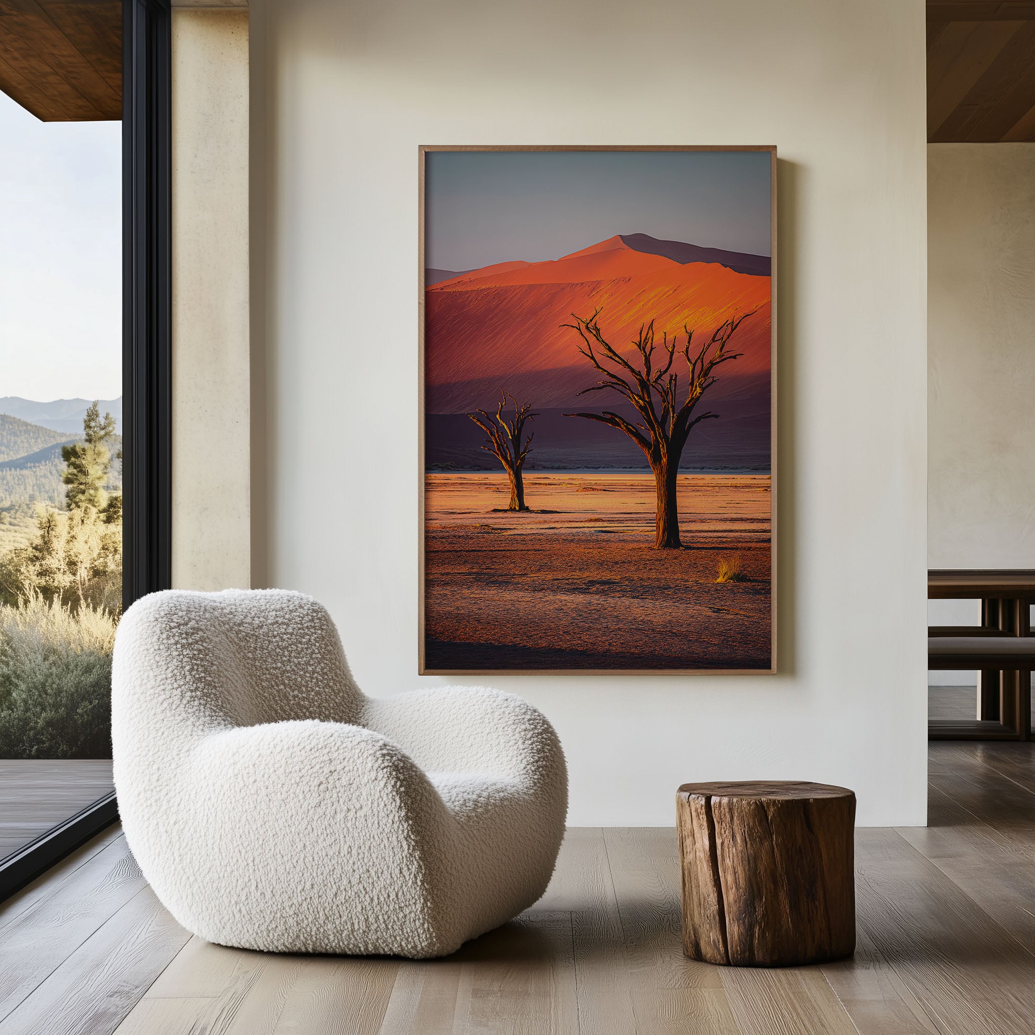 Namib Desert Dead Trees Red Sand Dunes Sunrise Deadvlei Namibia Wall Art Print | Africa Desert Landscape Photography Poster | Minimalist Nature Decor