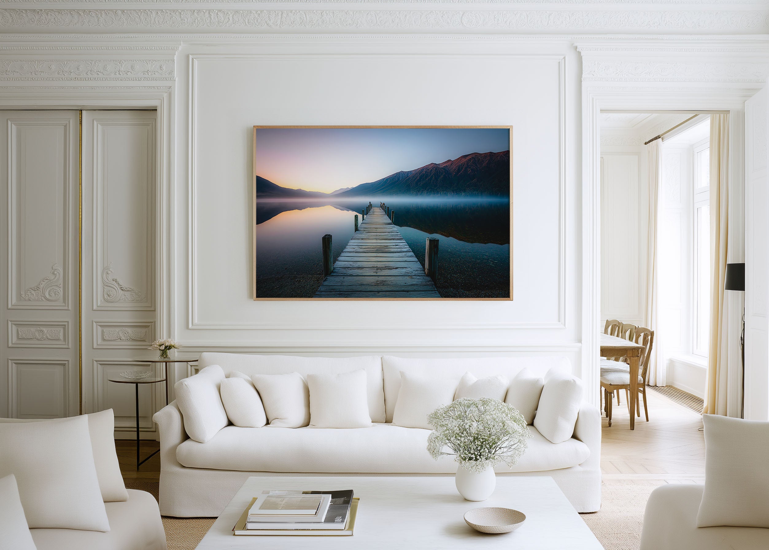Nelson Lakes Jetty Wall Art Print | New Zealand Sunrise Lake