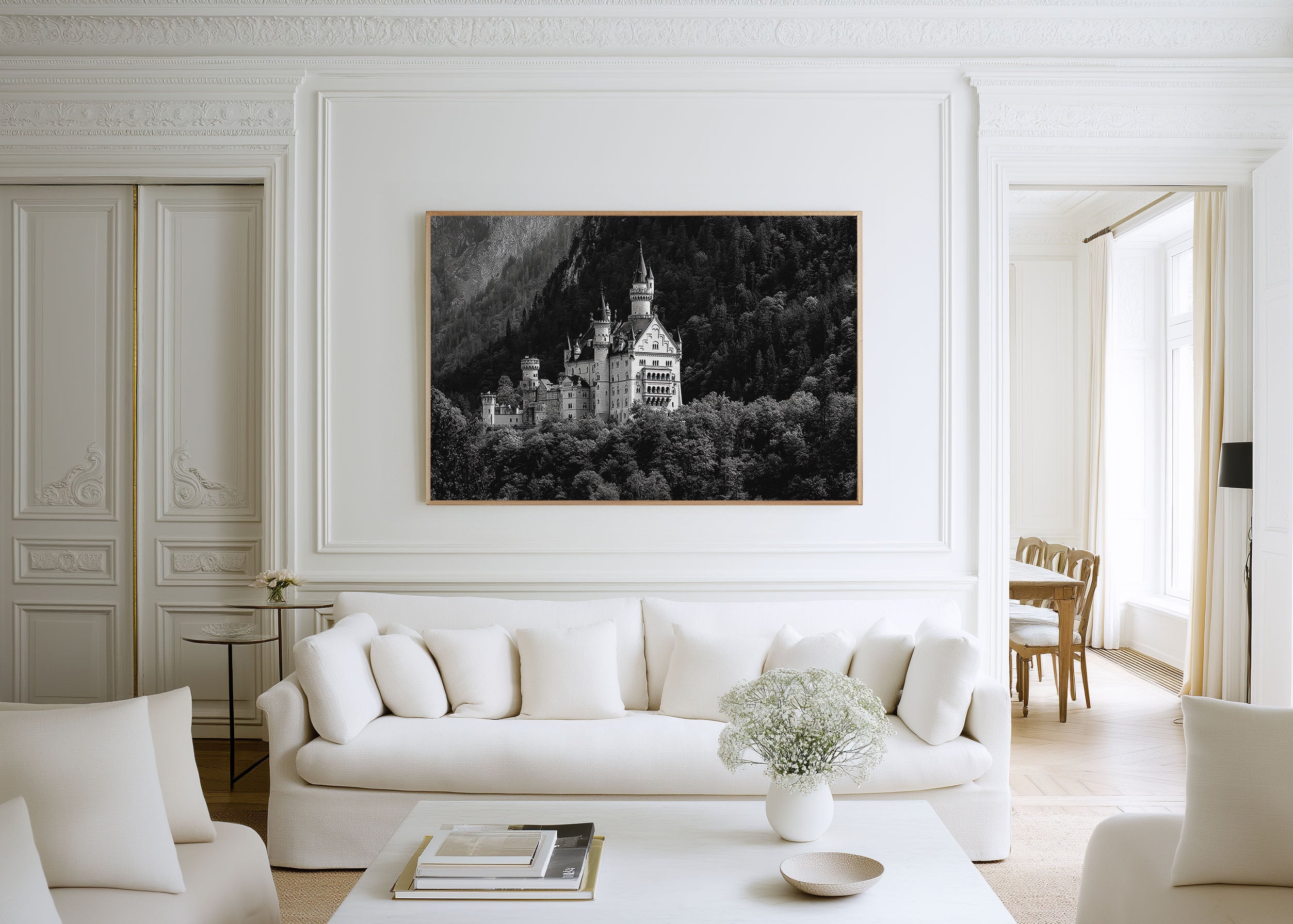 Neuschwanstein Castle Black & White Wall Art Print