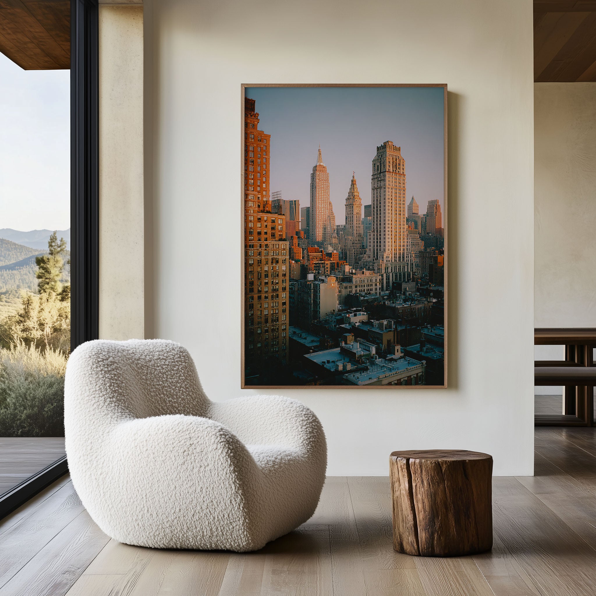 New York City Skyline Wall Art | NYC Sunset Architecture Print