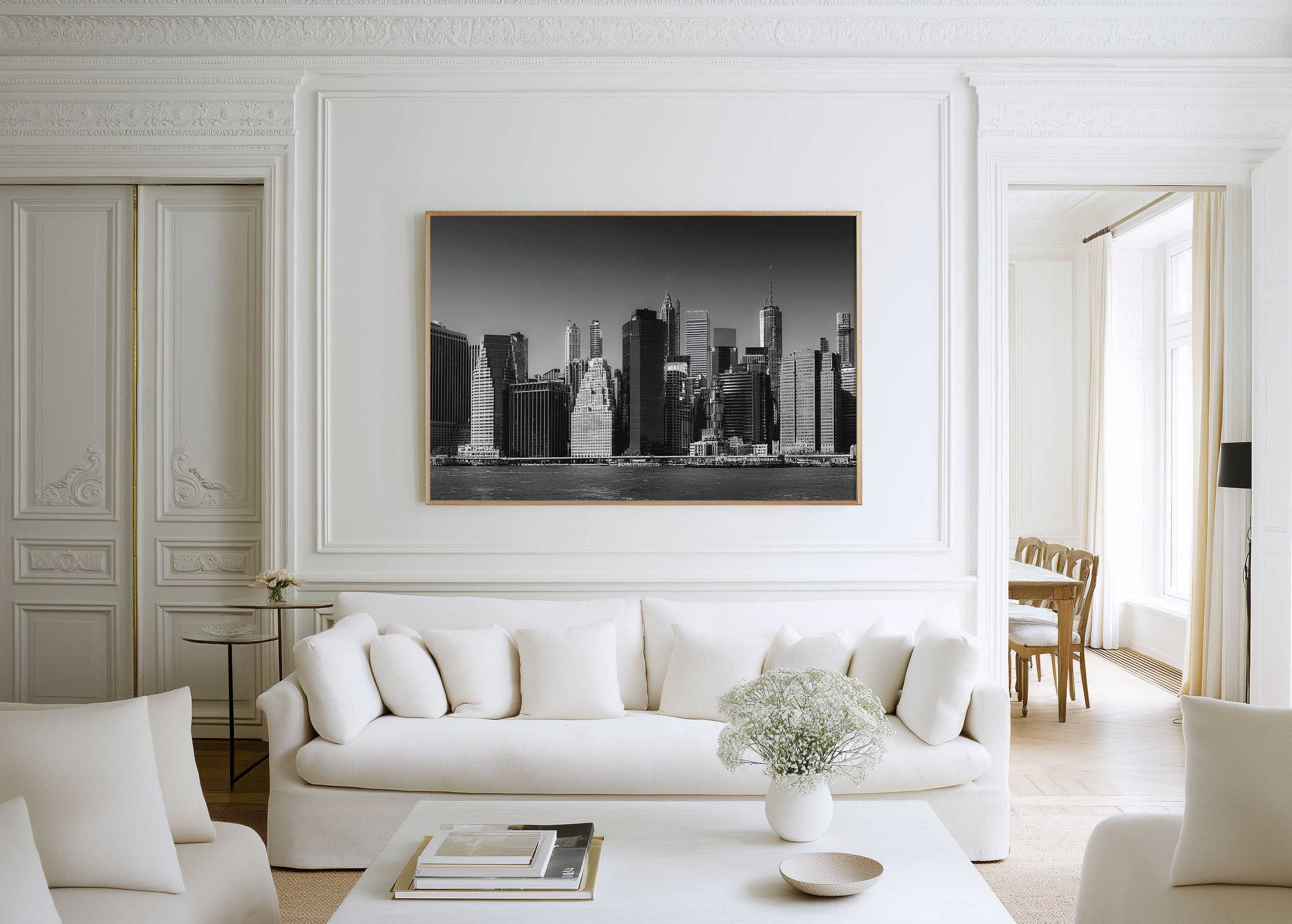 New York Skyline Black & White Wall Art Print