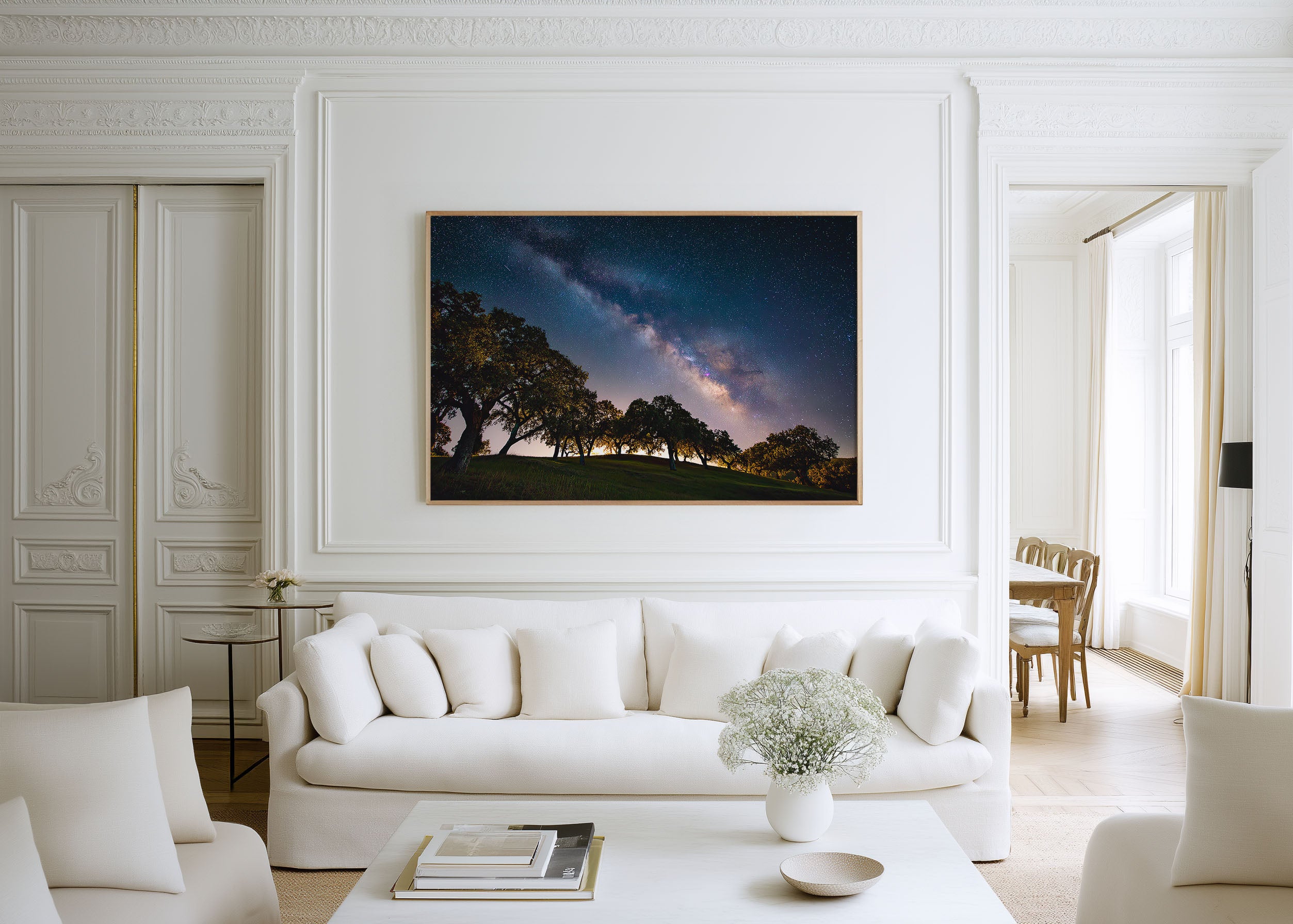 Night Sky Over Rolling Hills Wall Art – Milky Way Landscape Print