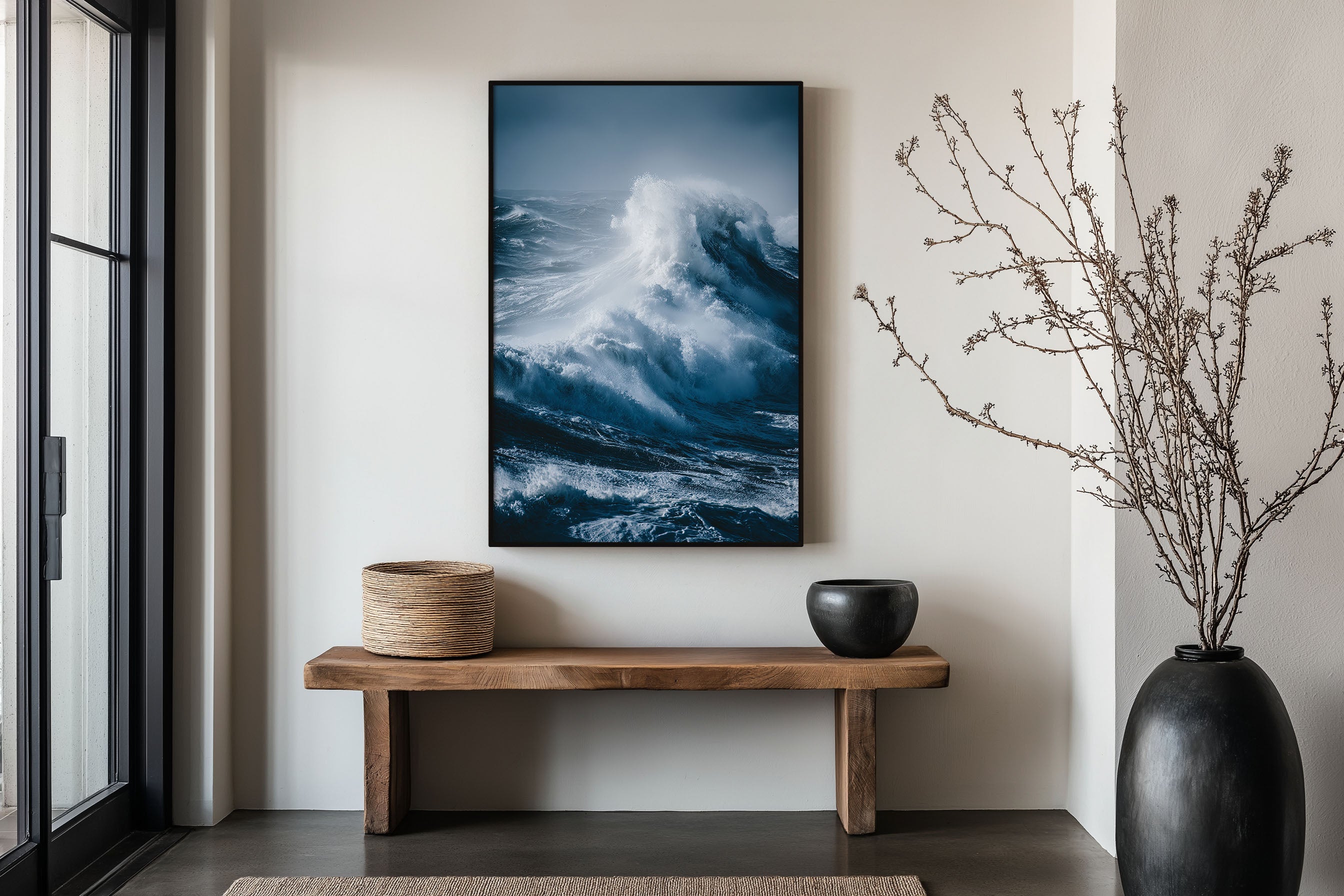 North Atlantic Storm Wave Wall Art Print | Dark Blue Ocean Photography | Dramatic Seascape Crashing Wave Poster