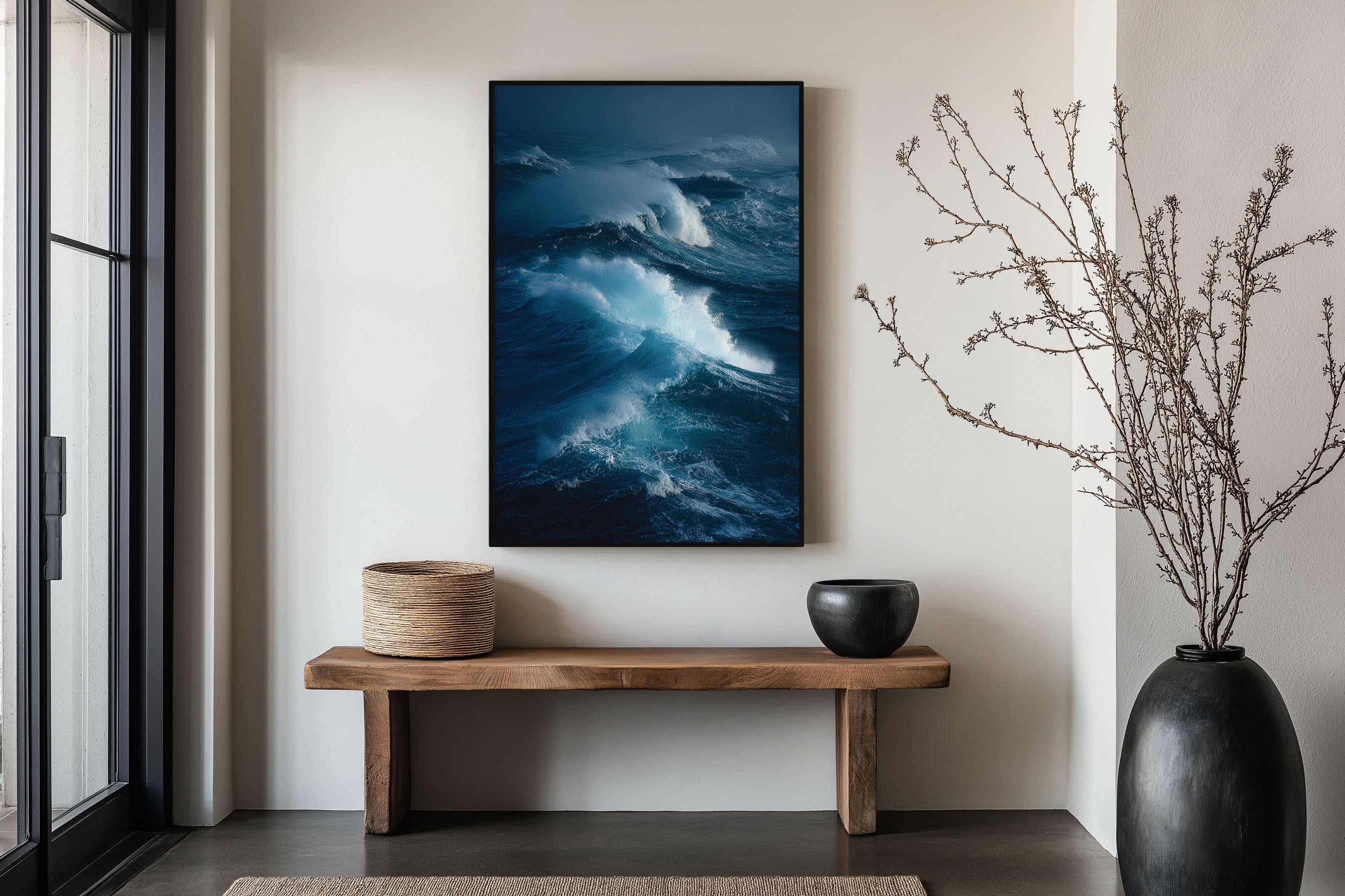 Atlantic Storm Swell Ocean Wall Art Print | Deep Blue Rolling Waves Photography | Moody Navy Seascape Coastal Poster