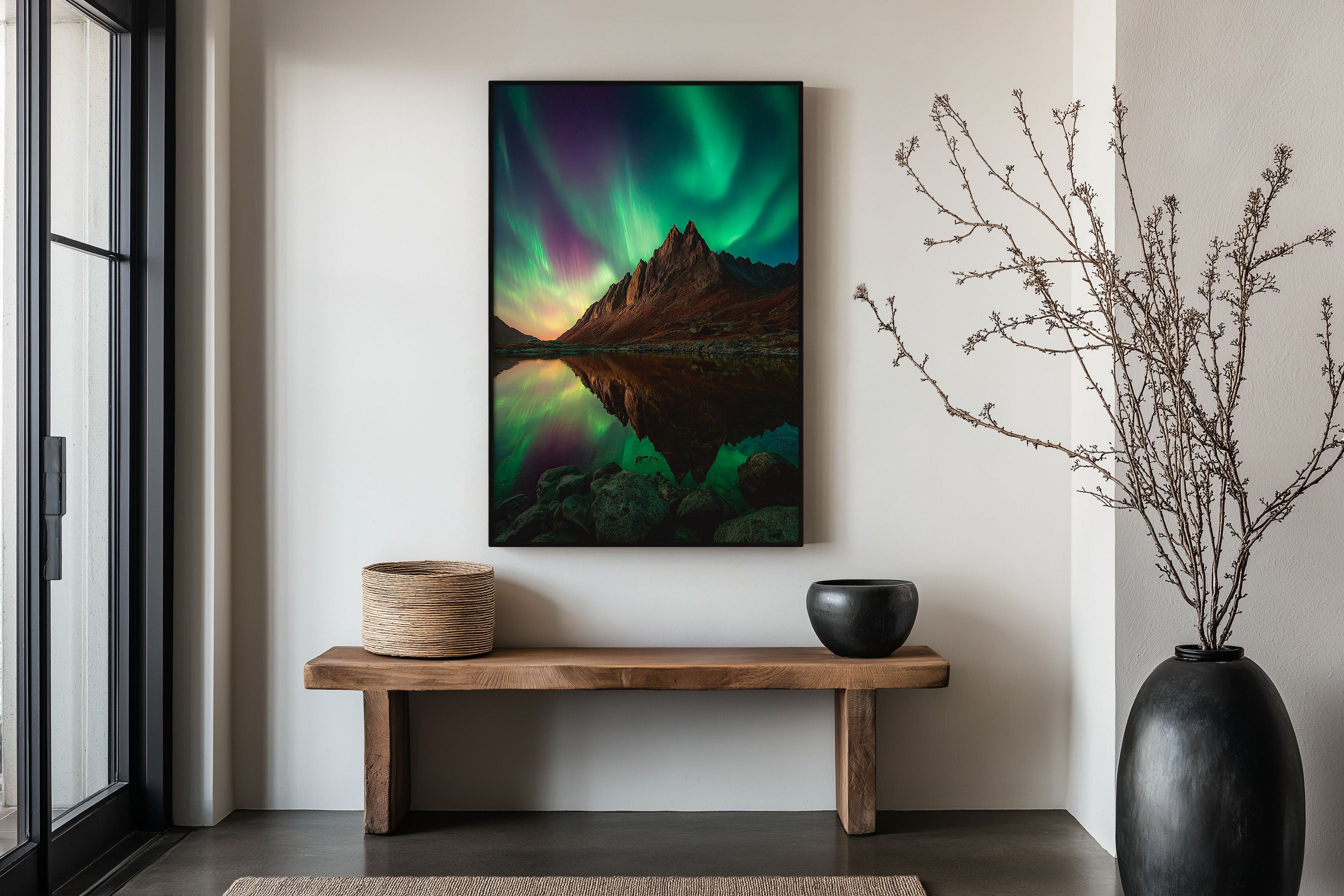 Northern Lights Print | Aurora Borealis Over Yukon Mountains | Canada Night Sky Wall Art | Landscape Photography Poster