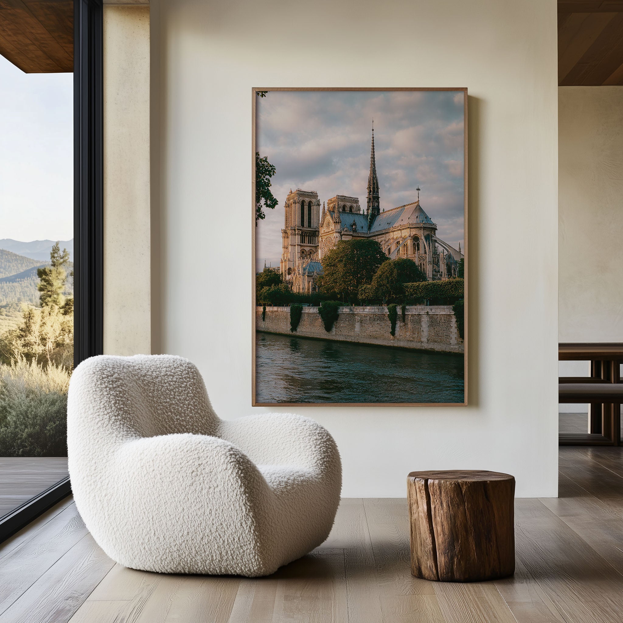 Notre-Dame de Paris Side View Wall Art Print | Seine River Flying Buttresses Cathedral Photography | Paris Travel Poster | French Home Decor