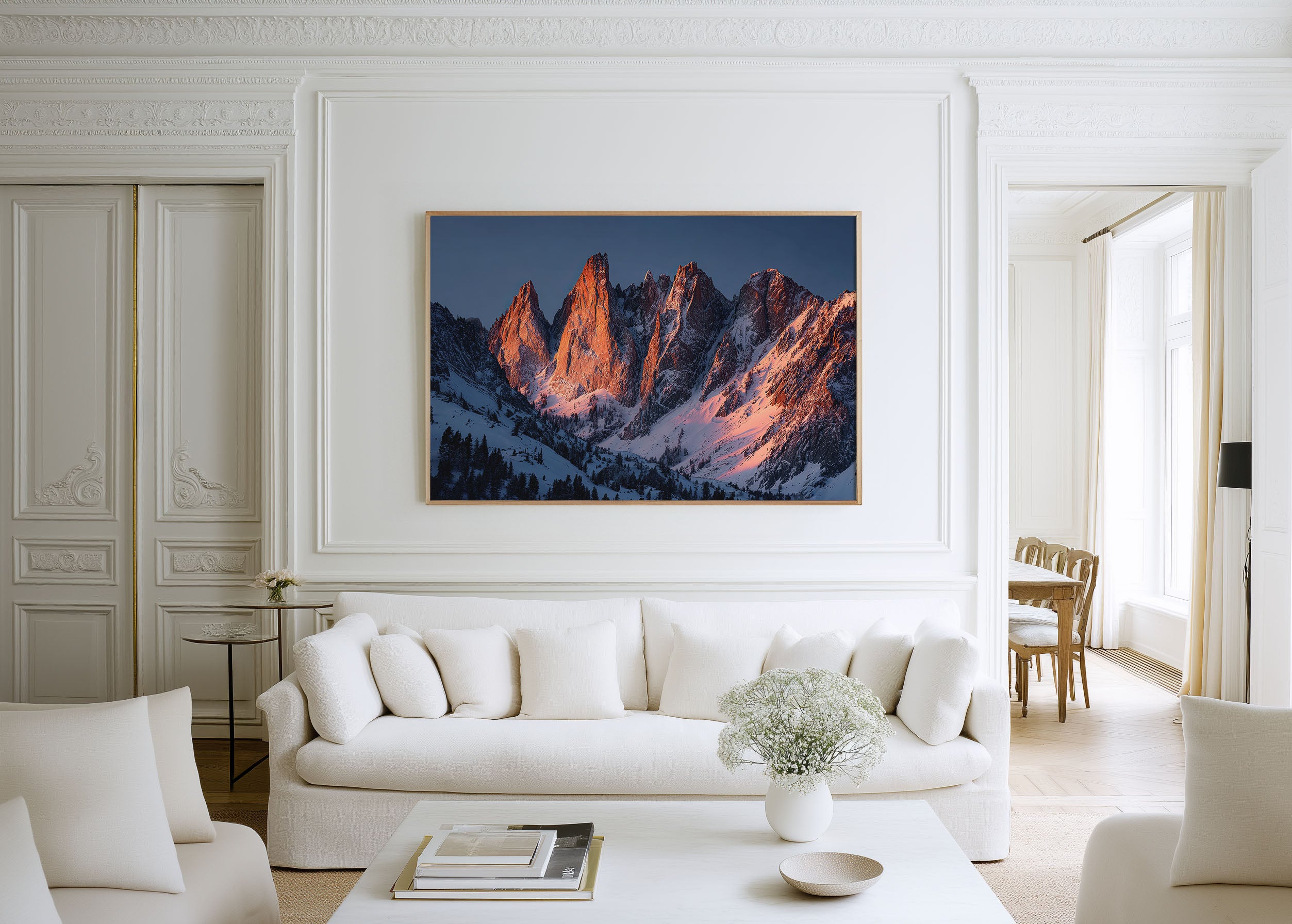 Odle Peaks Dolomites Wall Art – Dramatic Alpine Sunset Mountain Landscape Print