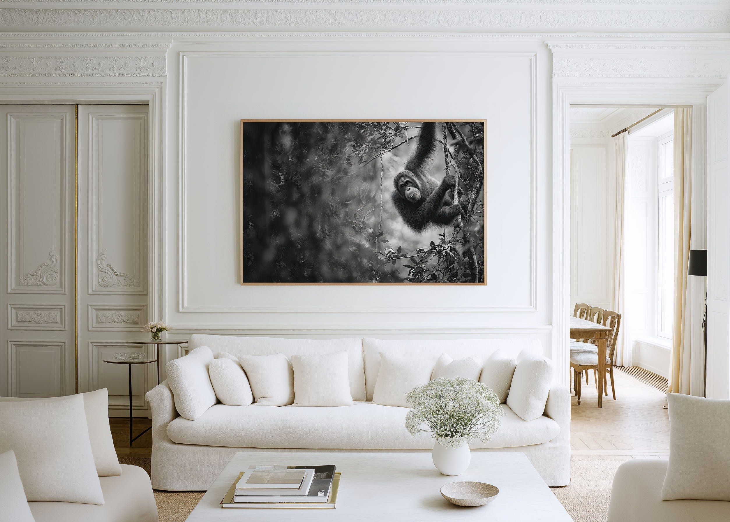 Orangutan Black & White Wildlife Wall Art
