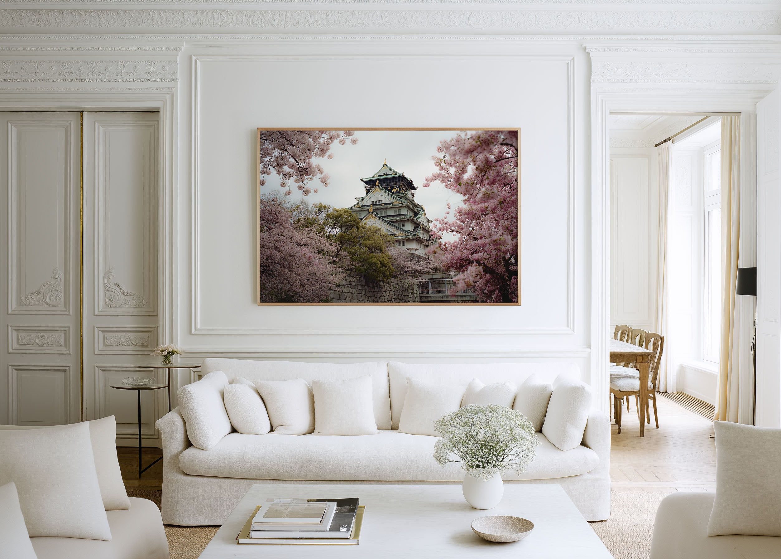 Osaka Castle Sakura Wall Art Print, Japan Cherry Blossom Castle