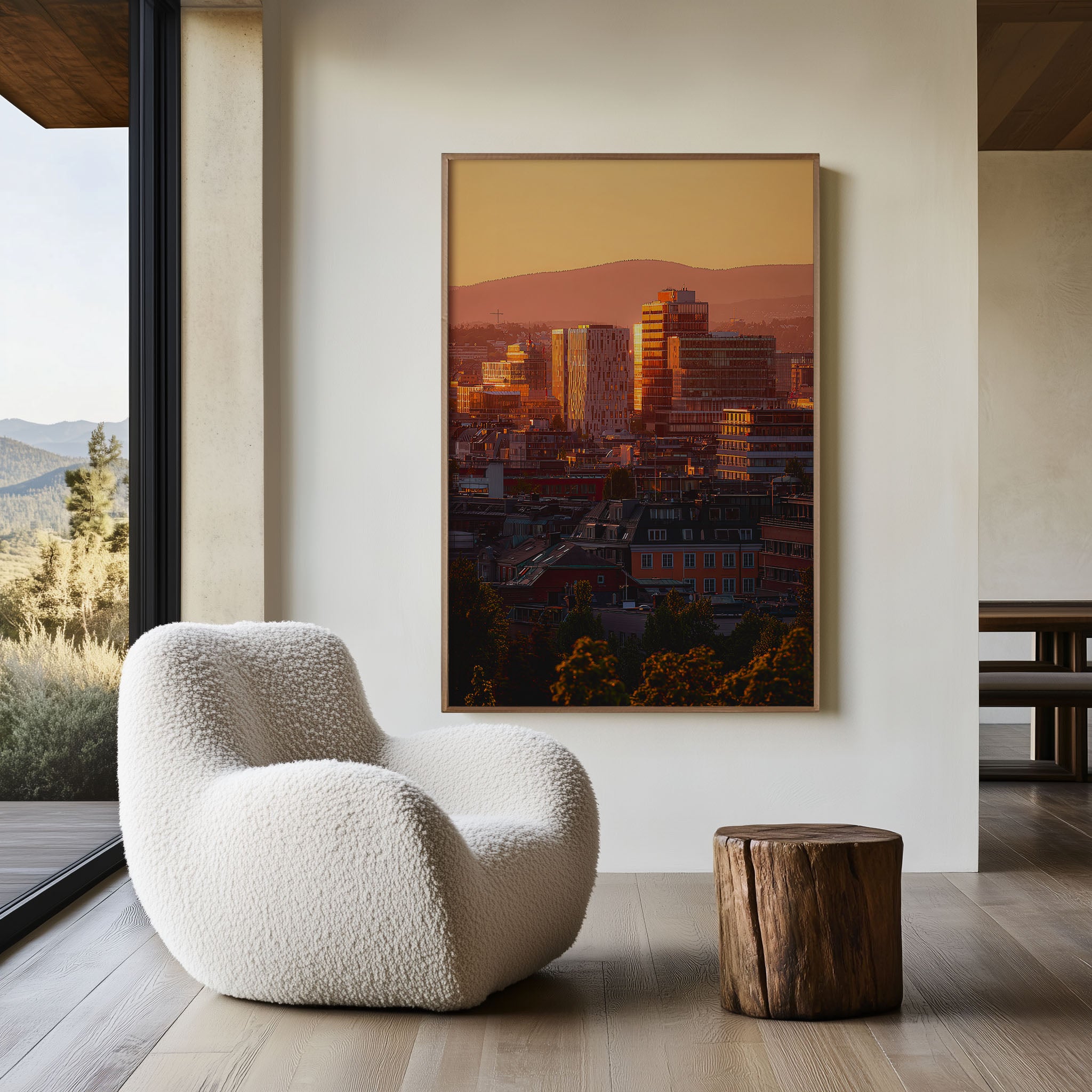 Oslo Skyline Sunset Wall Art | Barcode District Norway Print | Travel Photography Poster
