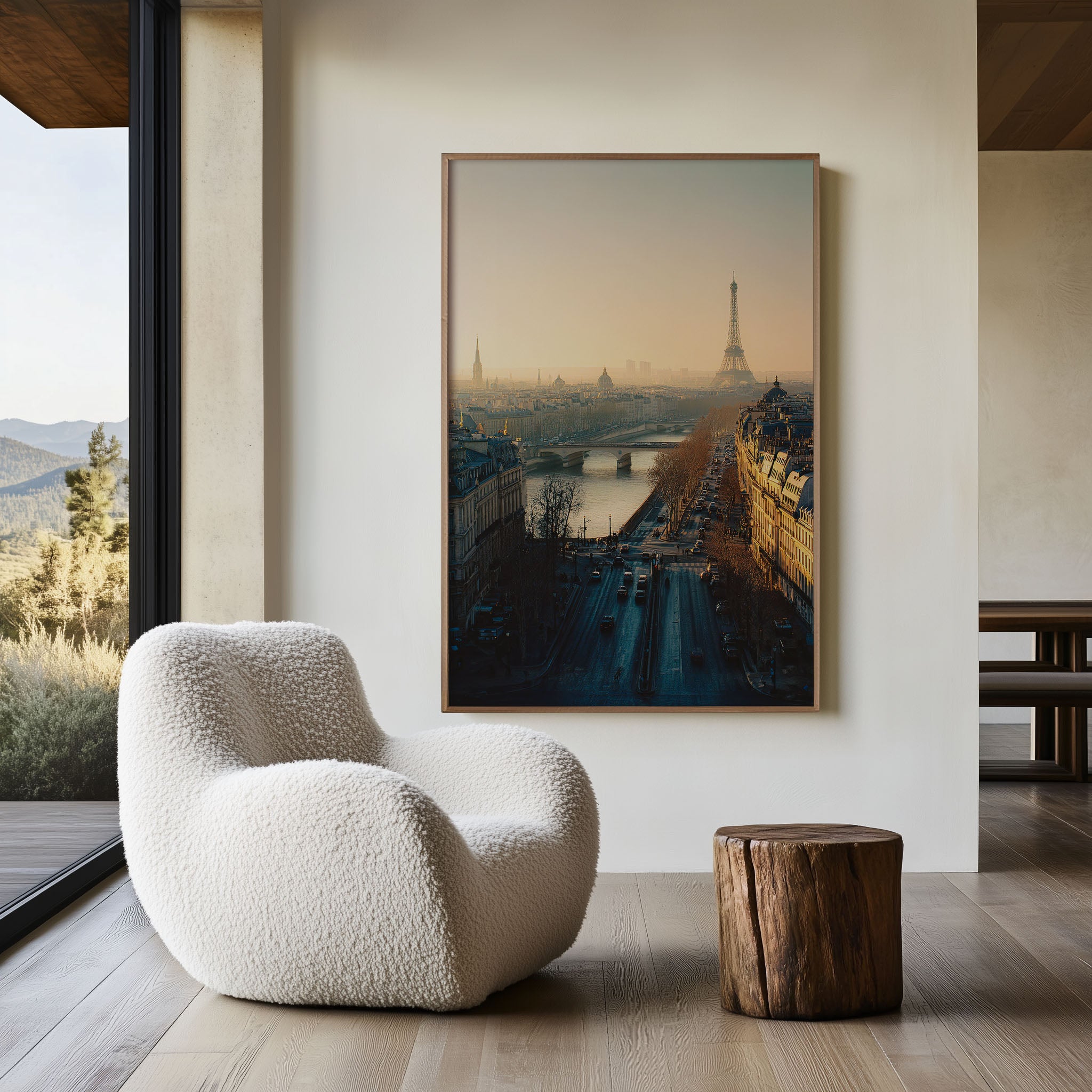 Paris Aerial Cityscape Wall Art Print | Eiffel Tower Seine River Haussmann Boulevard Sunrise Photography | France Travel Poster | Parisian Home Decor