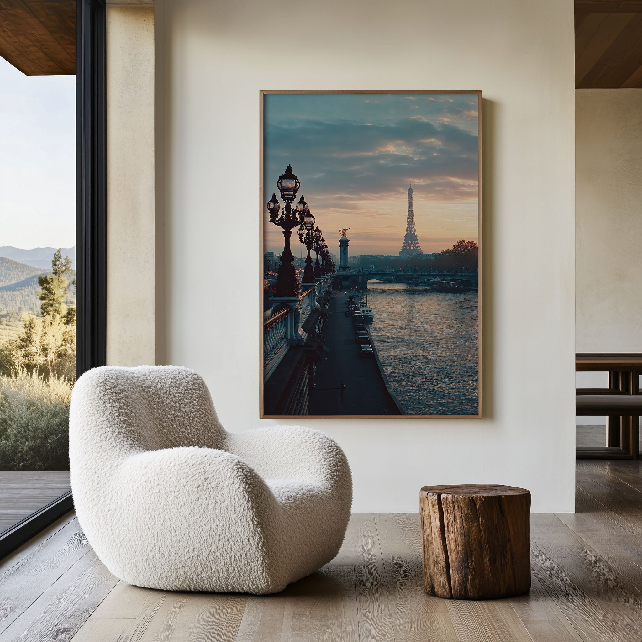 Pont Alexandre III Paris Wall Art Print | Eiffel Tower Seine River Sunset Photography | French Bridge Travel Poster | Romantic Parisian Home Decor