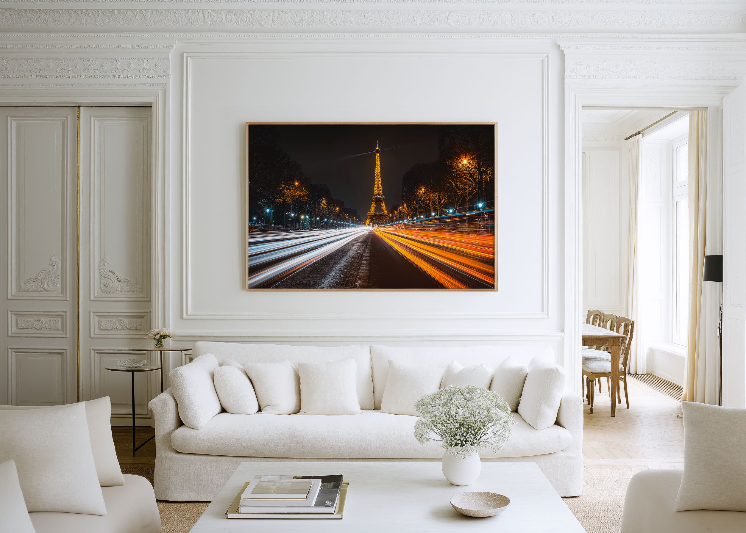 Paris Eiffel Tower Night Wall Art Print, France Landmark
