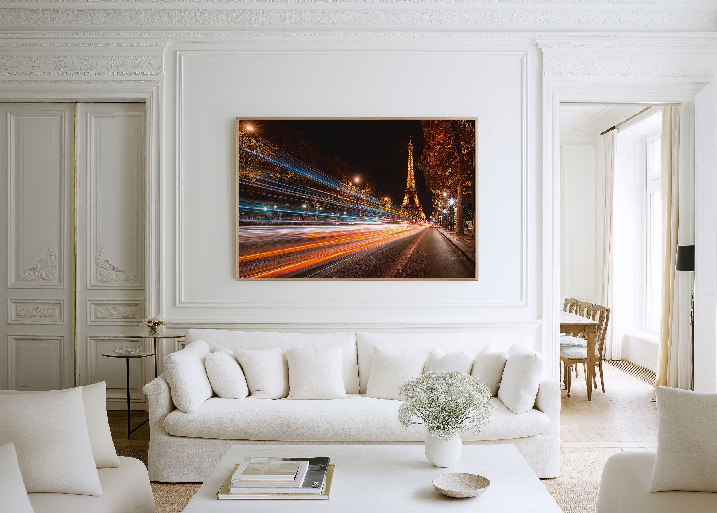 Paris Eiffel Tower Street Night Wall Art Print, France