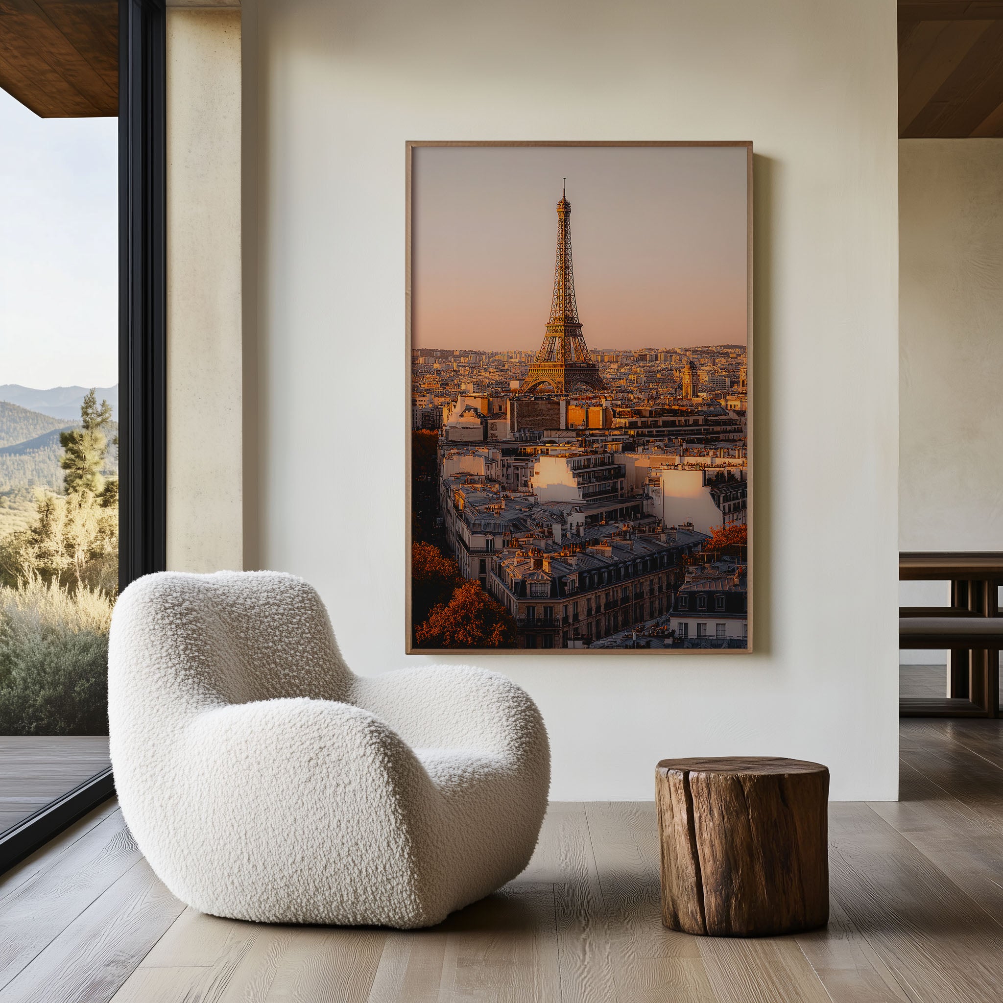 Eiffel Tower at Sunset | Paris Rooftops France Wall Art Print