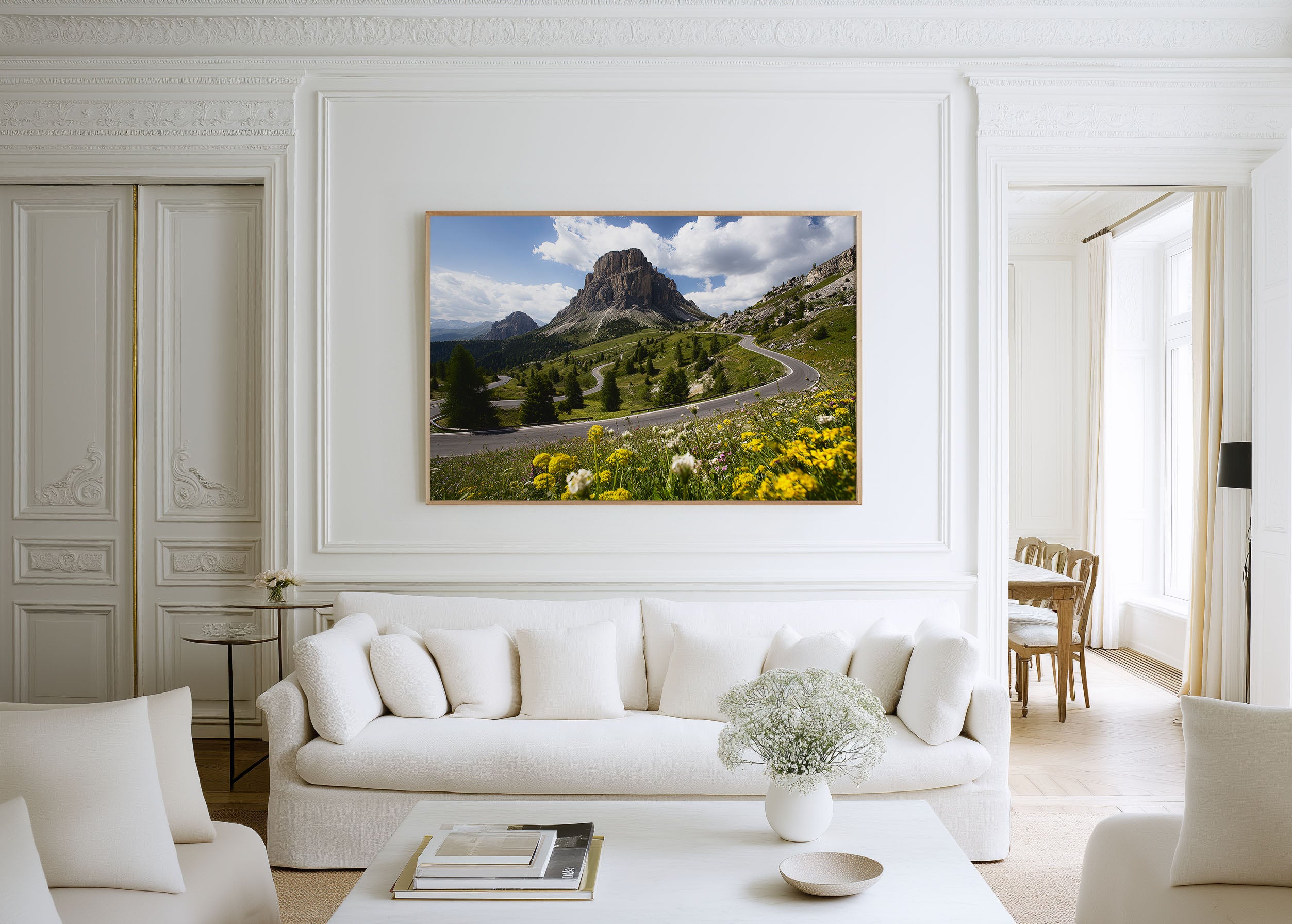 Passo Gardena Dolomites Wall Art – Serpentine Alpine Road Mountain Landscape Print