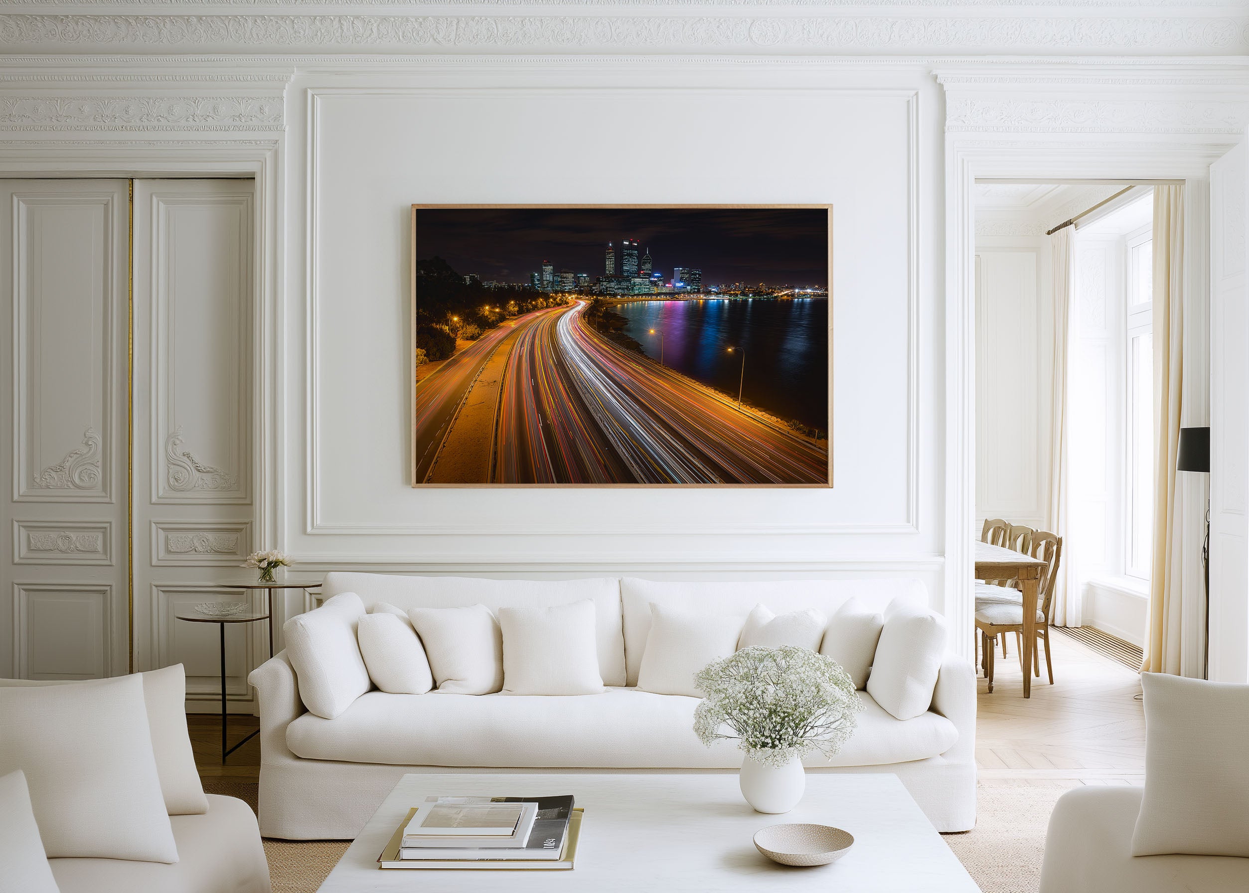 Perth Narrows Bridge Night Wall Art Print, Australia Skyline