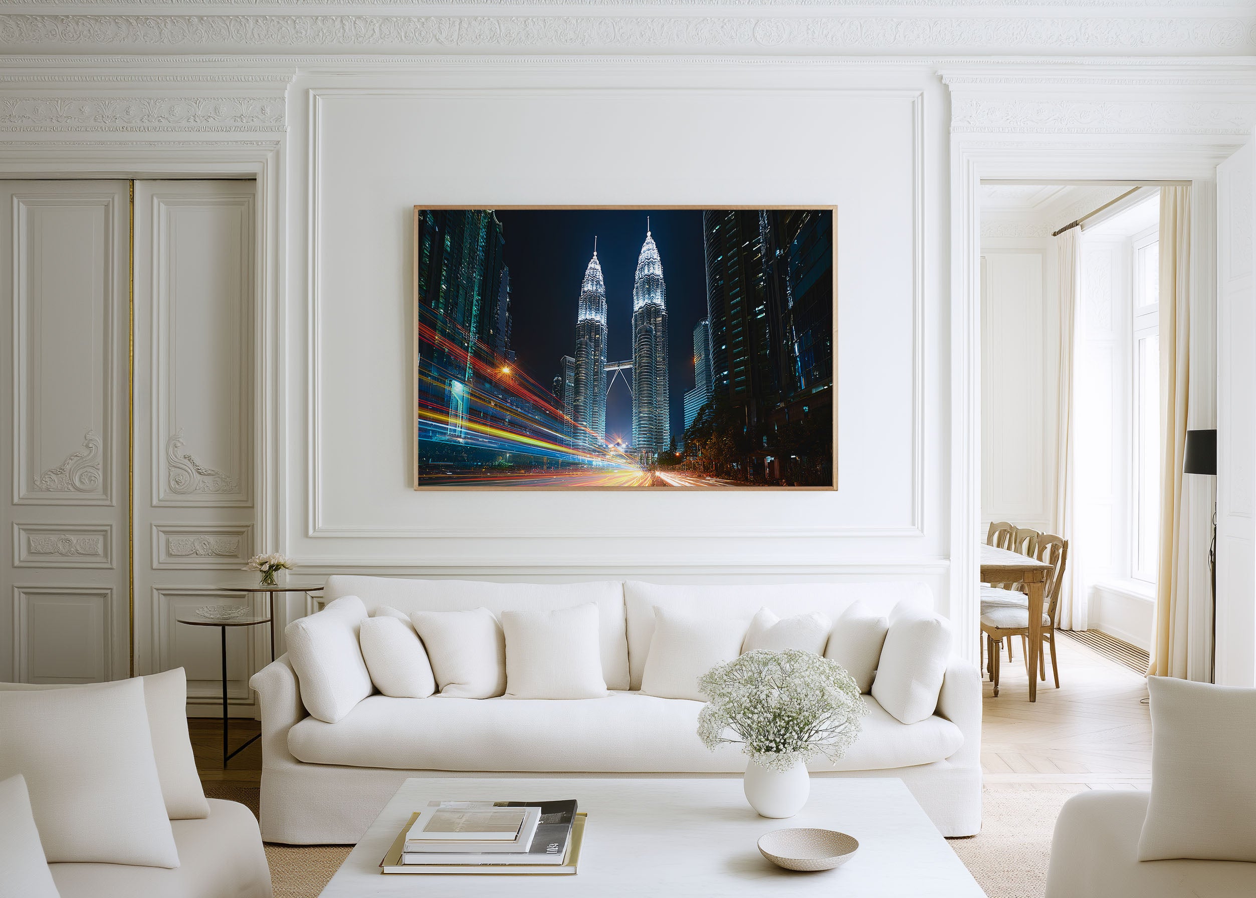 Petronas Twin Towers Night Wall Art Print, Kuala Lumpur Skyline