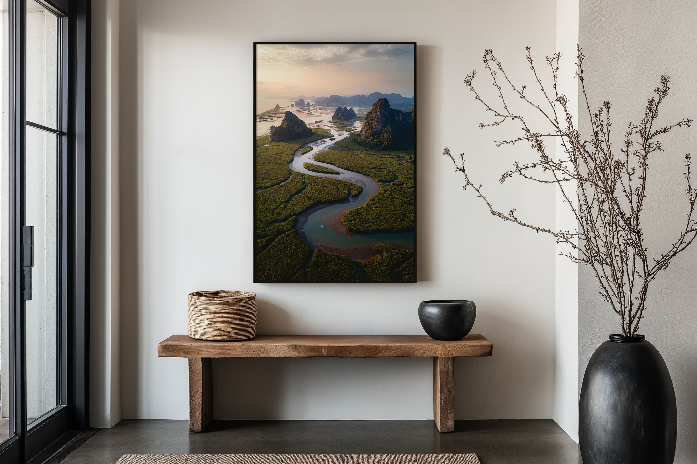 Phang Nga Bay Thailand Aerial Wall Art Print | Mangrove River Karst Landscape Photography | Tropical Asia Travel Poster