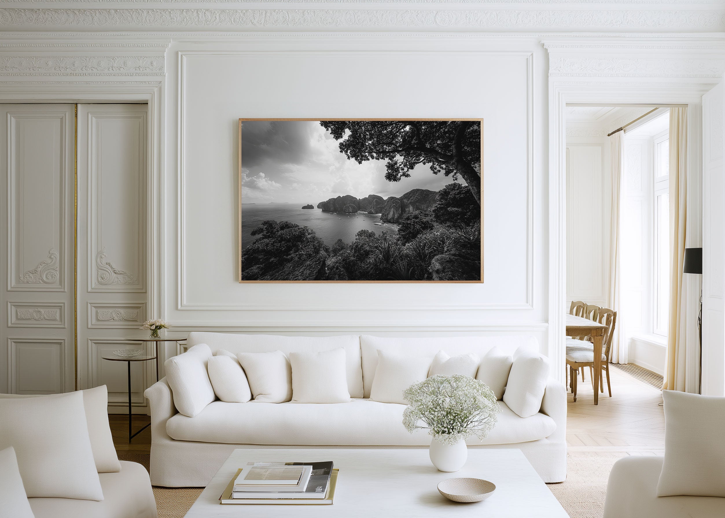 Phi Phi Islands Thailand Black & White Wall Art Print