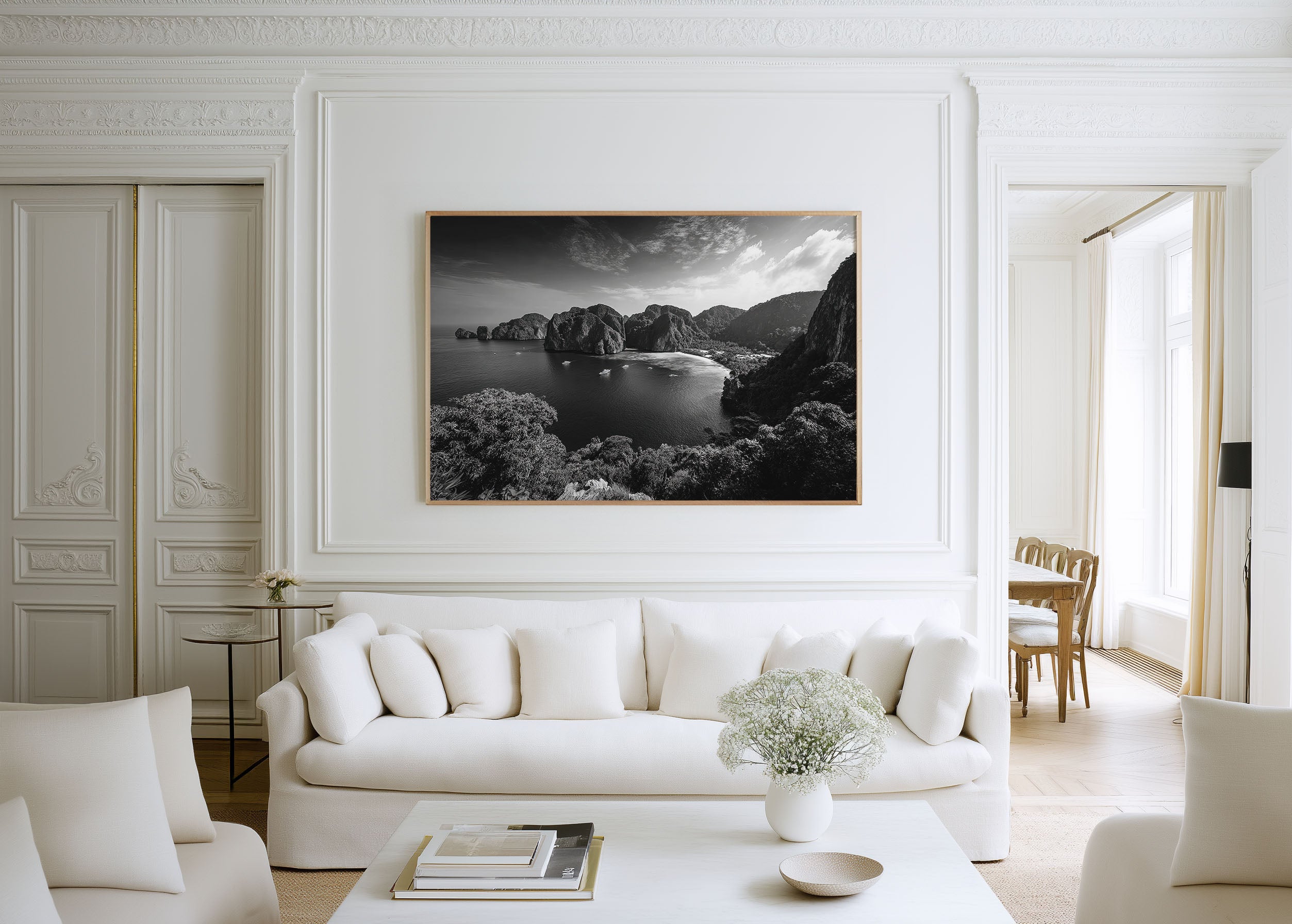 Phi Phi Islands Thailand Black & White Coastal Wall Art Print