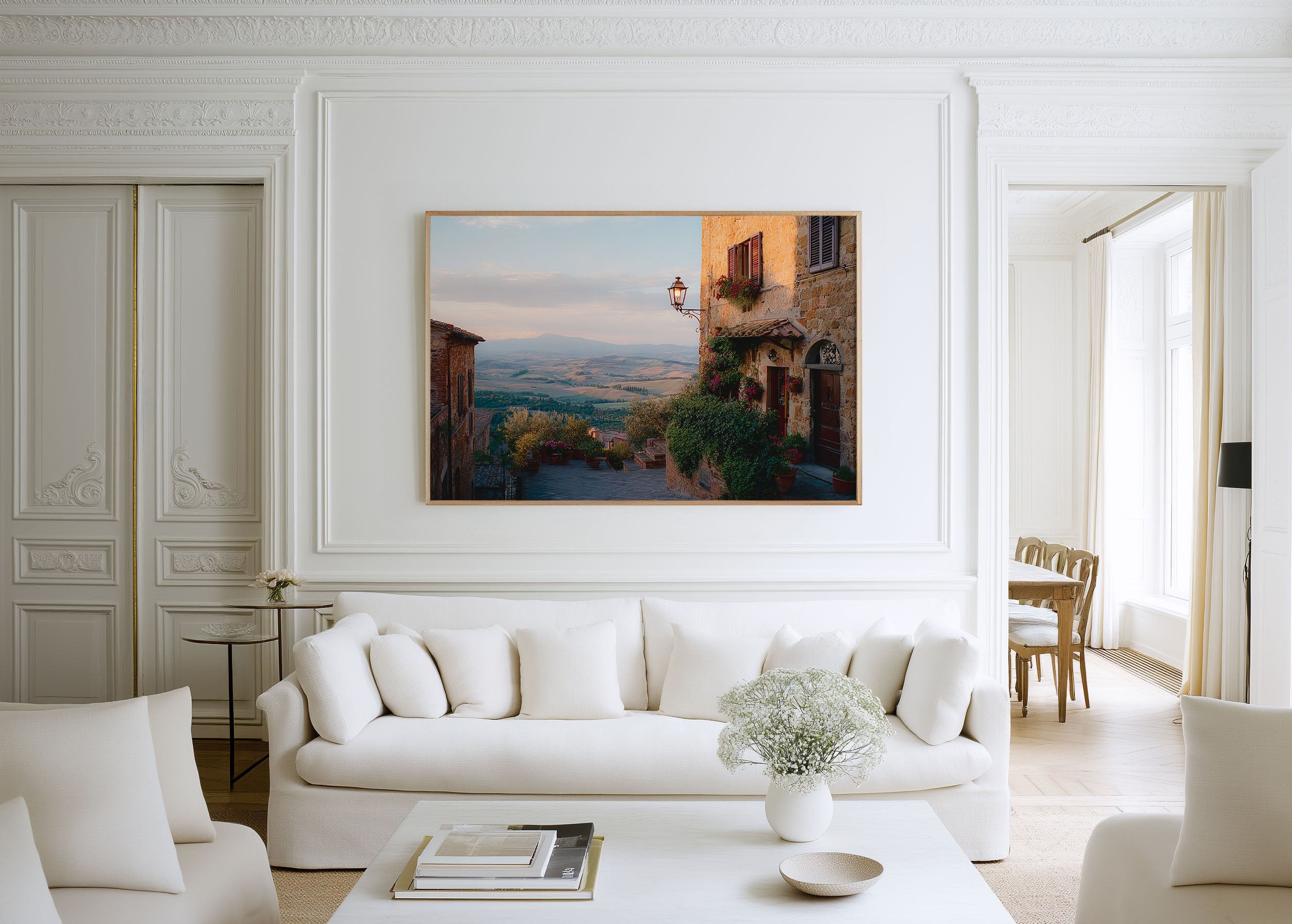 Pienza Tuscany Village Wall Art Print, Val d'Orcia Hills Italy Scenic Landscape