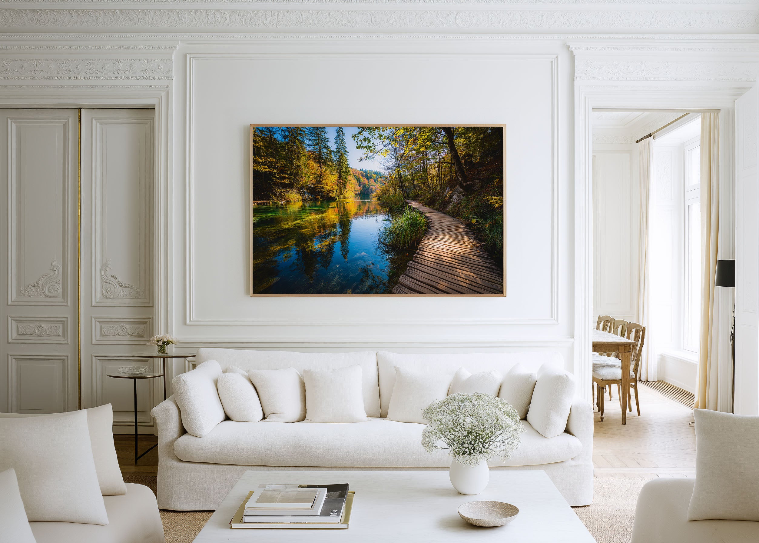 Plitvice Lakes Boardwalk Print – Croatia Waterfall Wall Art