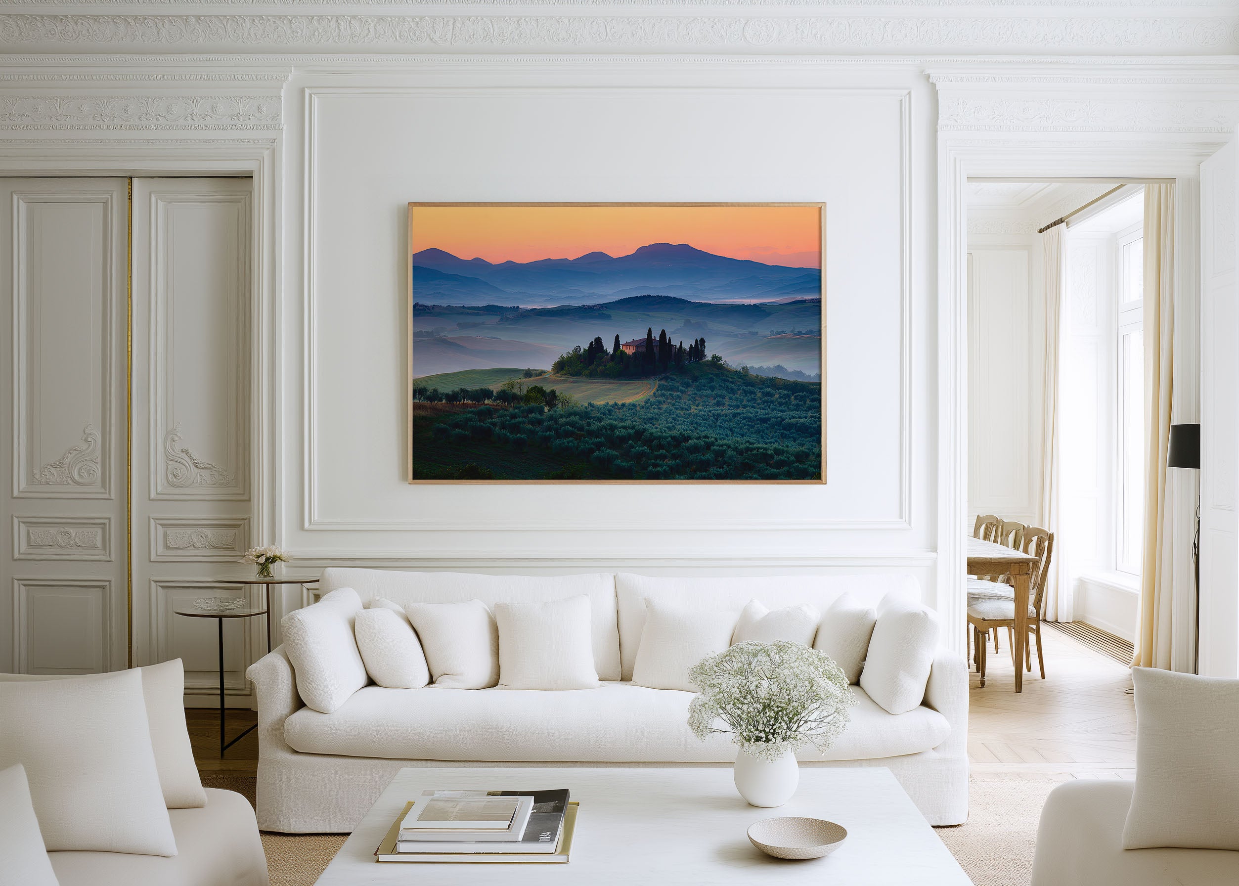 Podere Belvedere Tuscany Wall Art – Sunrise Cypress Hills Landscape Print