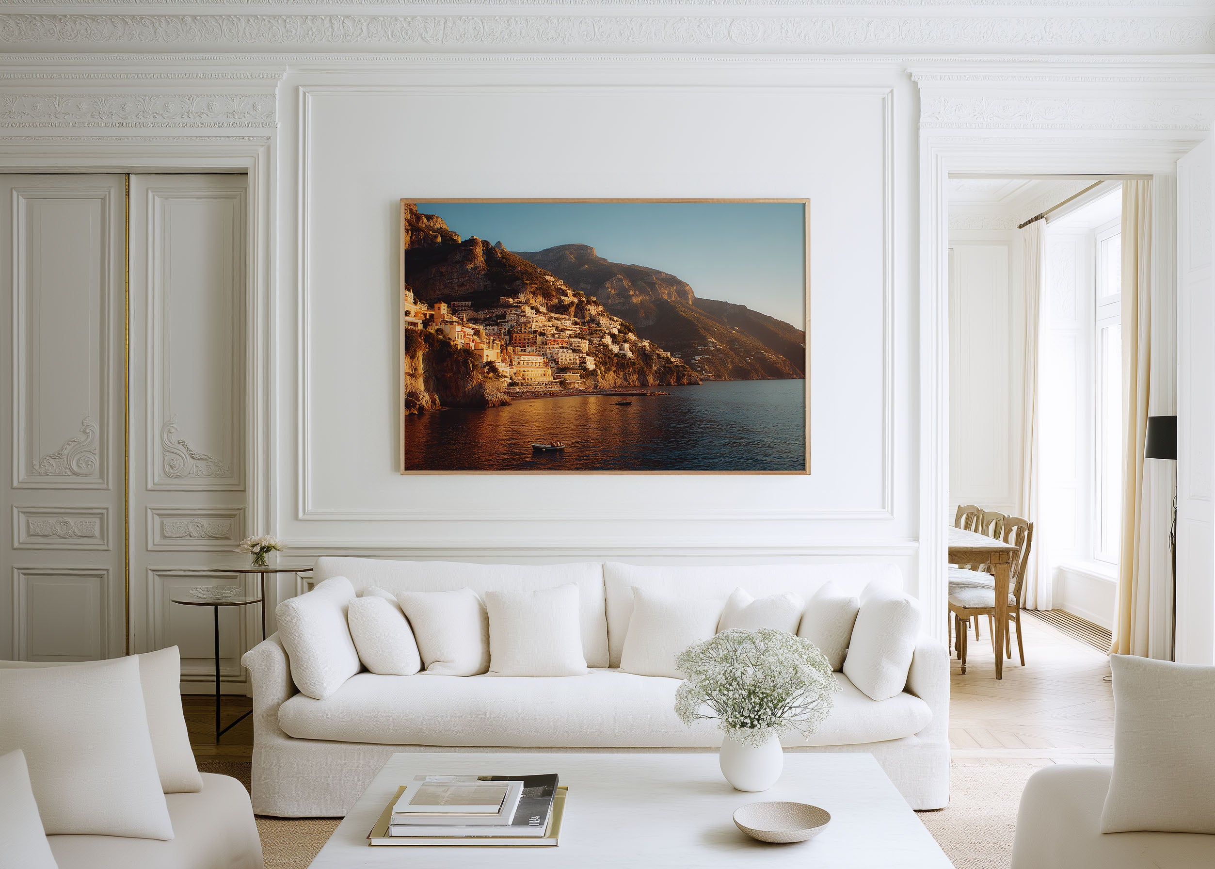 Positano Amalfi Coast Sunset Wall Art – Italy Seaside Cliff Village