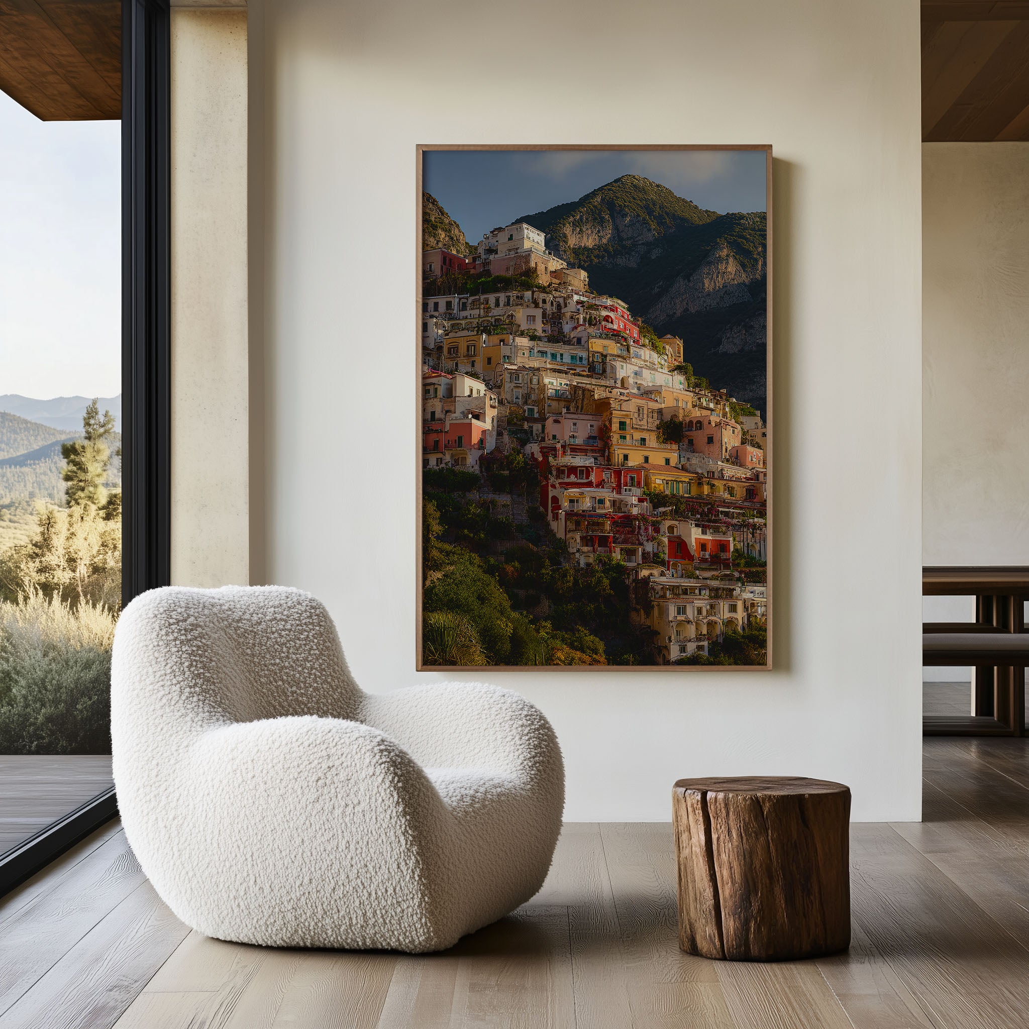 Positano Cliffside Wall Art – Italian Coastal Village Canvas Print, Amalfi Coast Decor