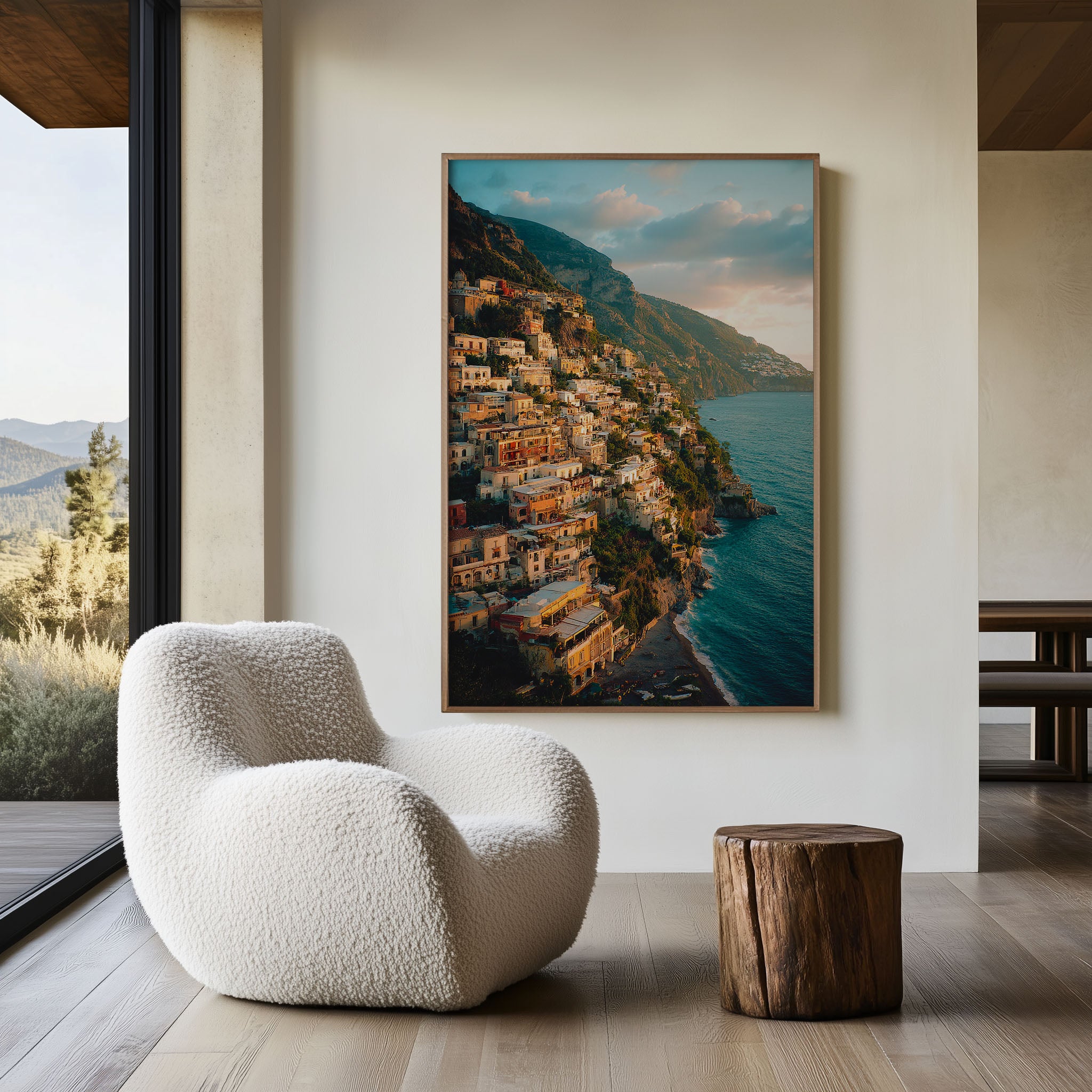 Positano Cliffside Sunset Wall Art Print | Amalfi Coast Italy Canvas