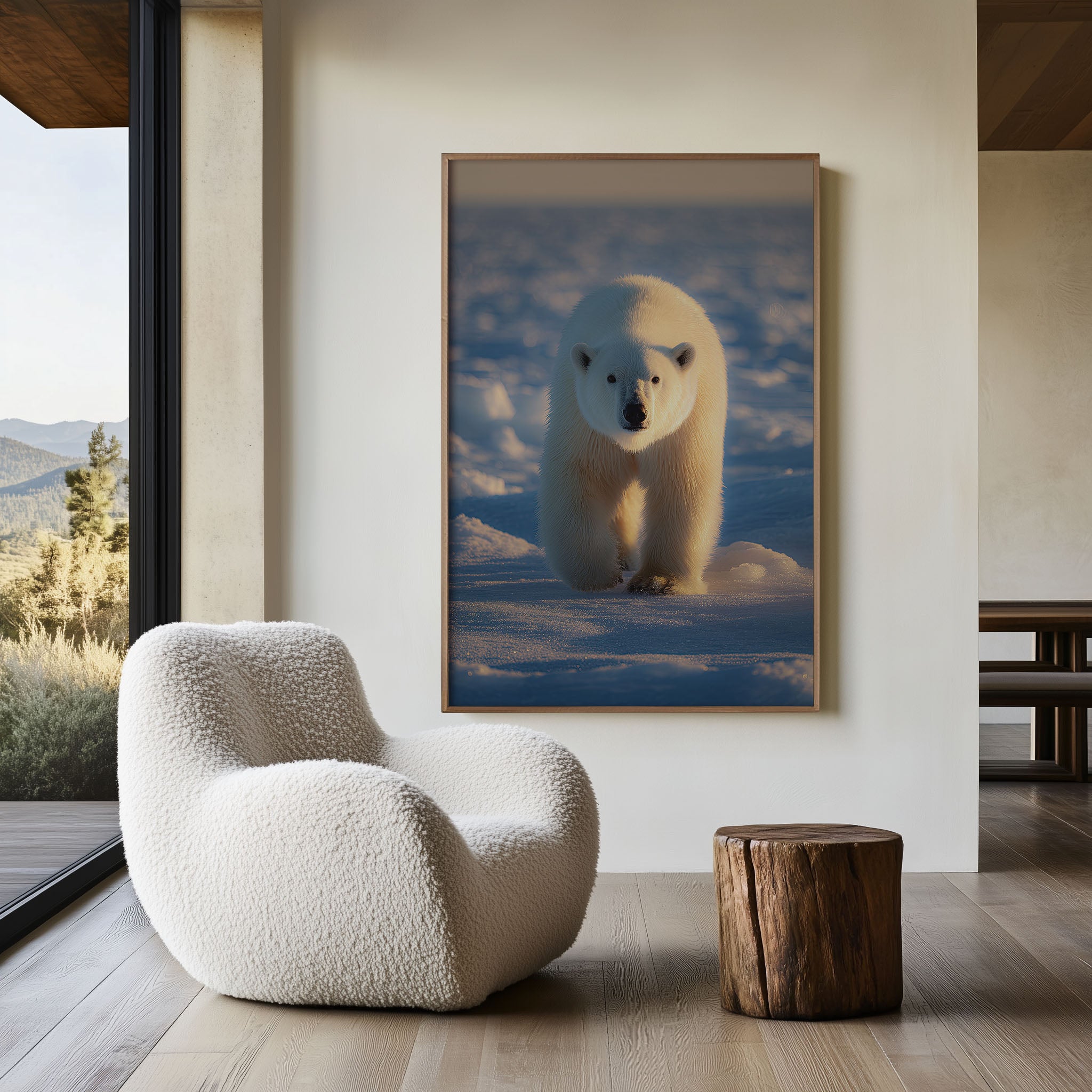 Polar Bear Wall Art Print – Arctic Wildlife Canvas & Framed Snow Landscape Animal Decor