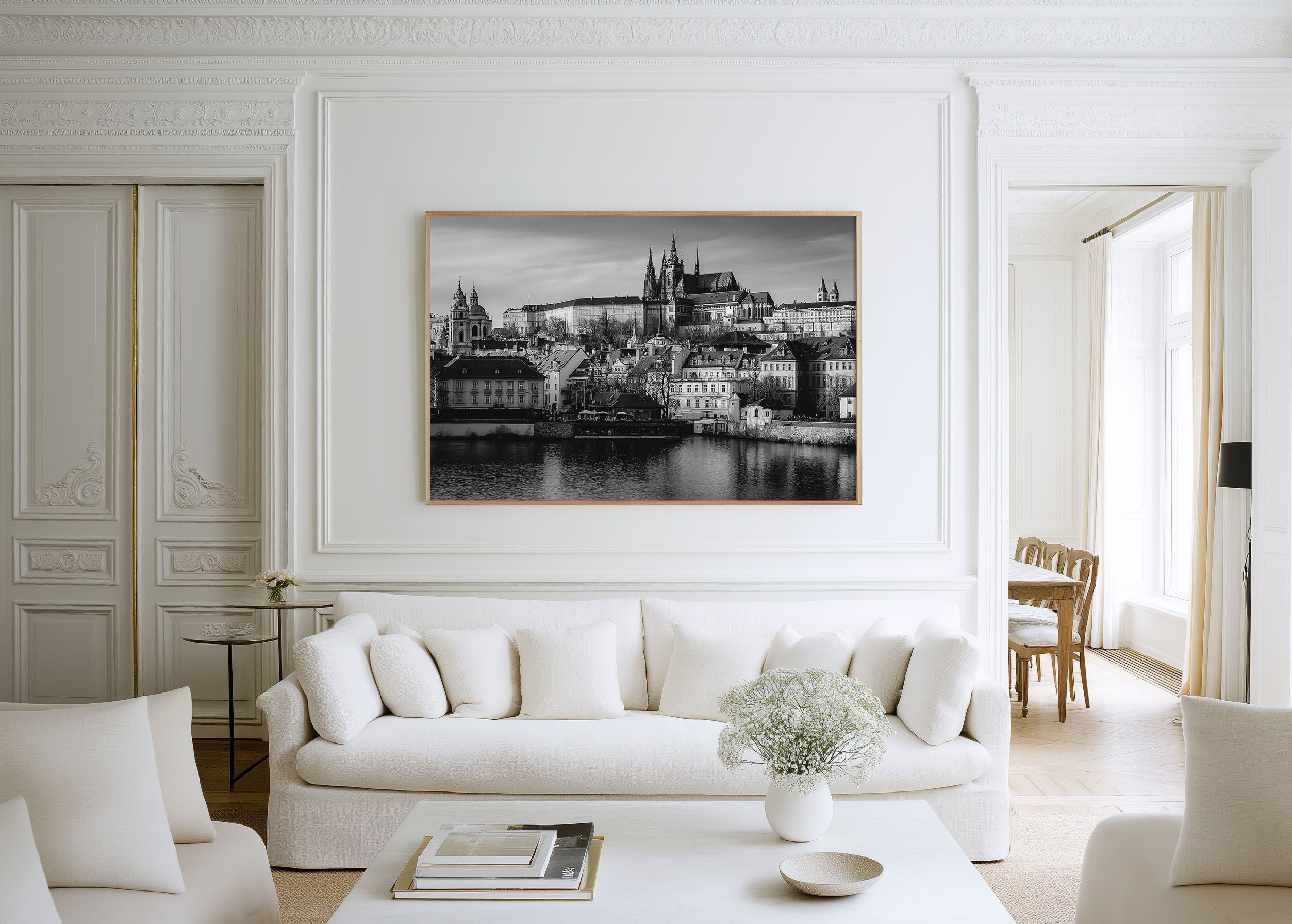 Prague Castle Black & White Wall Art Print