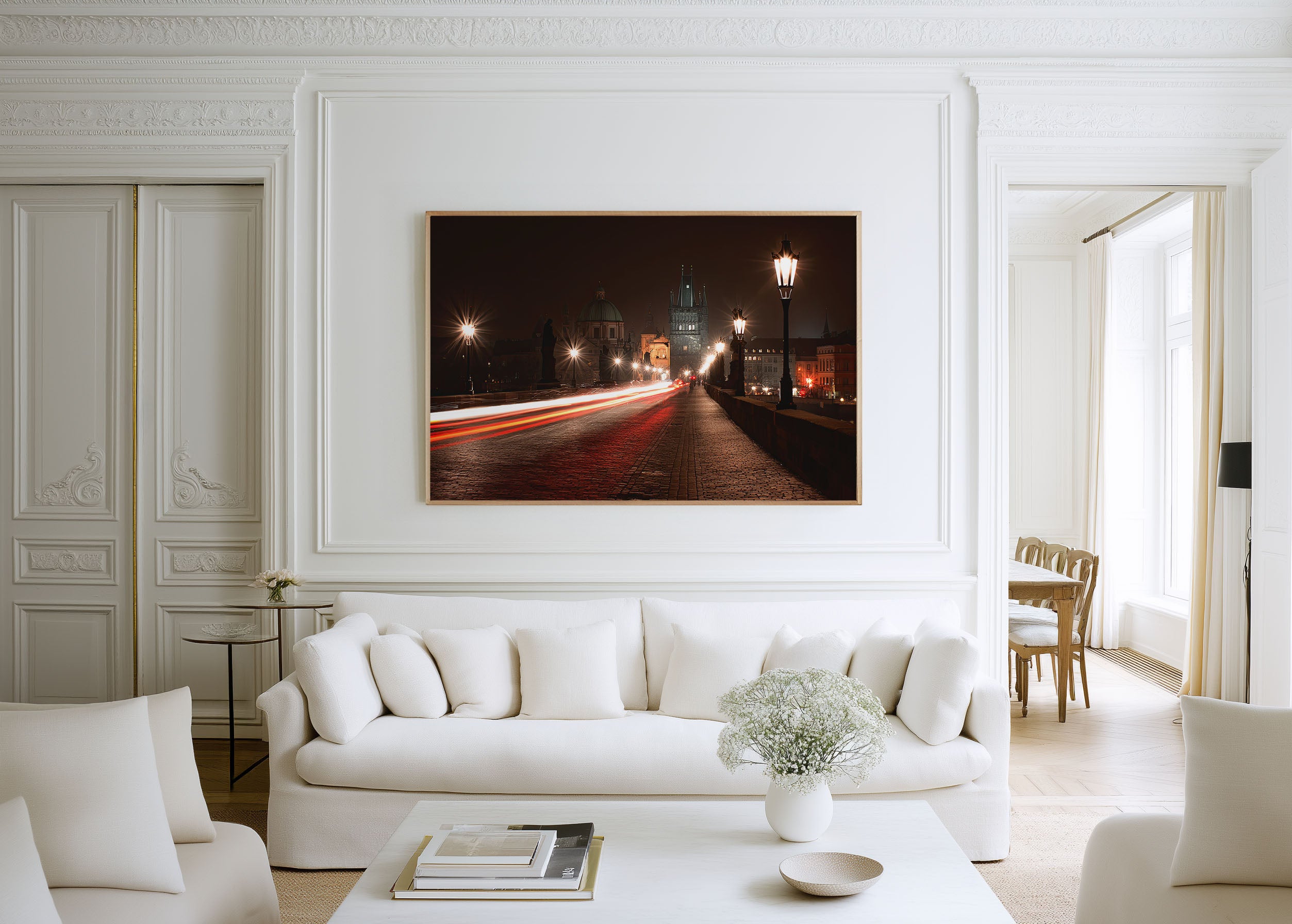 Prague Charles Bridge Night Wall Art Print, Czech Republic