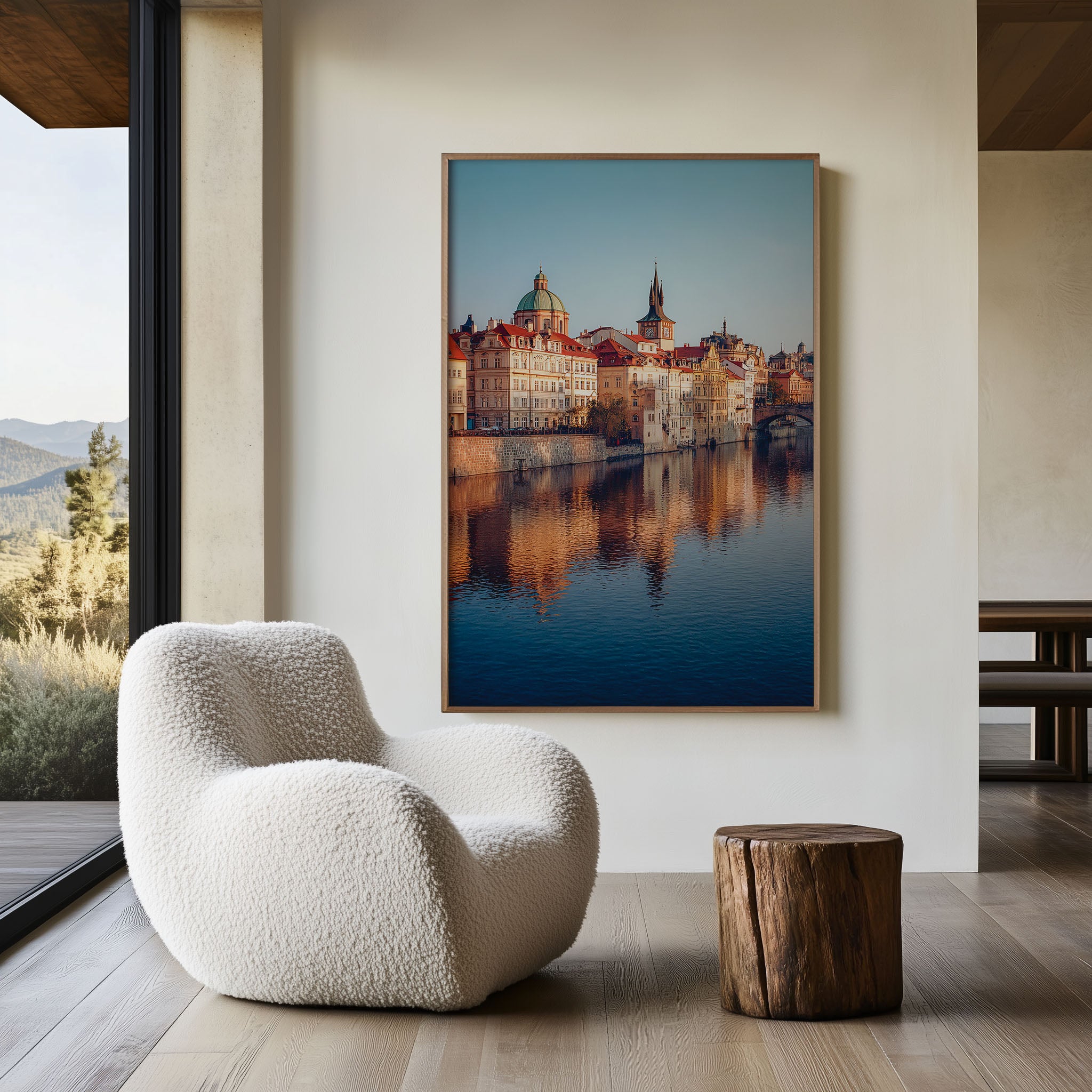 Prague Old Town Vltava Wall Art Print | Charles Bridge St Francis Assisi Church Sunset Photography | Czech Republic Travel Poster | European Home Decor