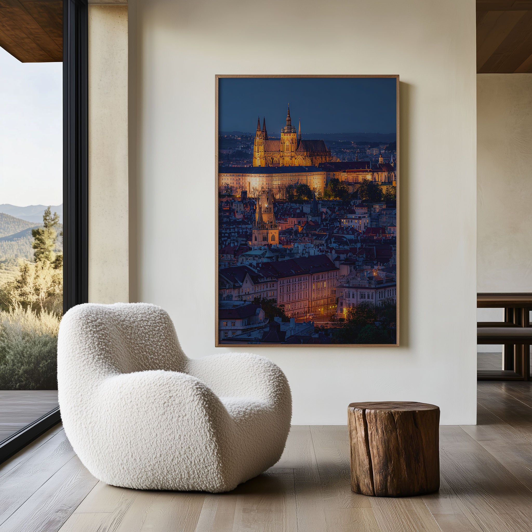 Prague Castle Blue Hour Wall Art | St. Vitus Cathedral Old Town Rooftops Czech Republic Print | Travel Photography Poster