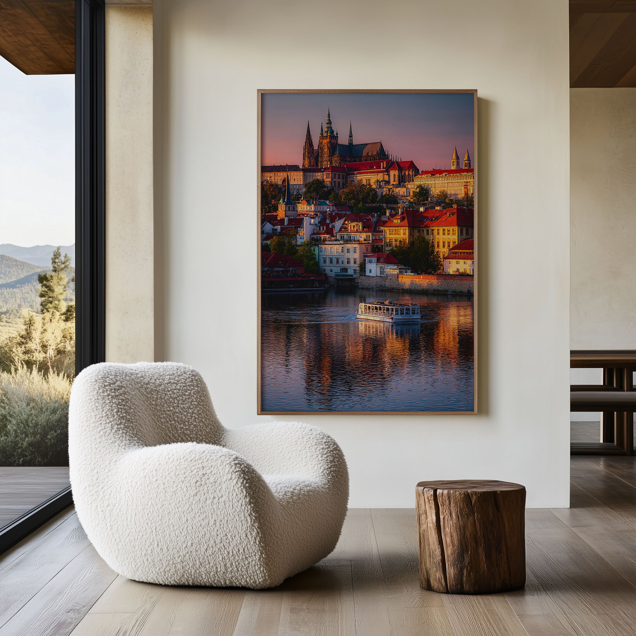 Prague Castle from the Vltava | River Cruise Sunset Wall Art Print