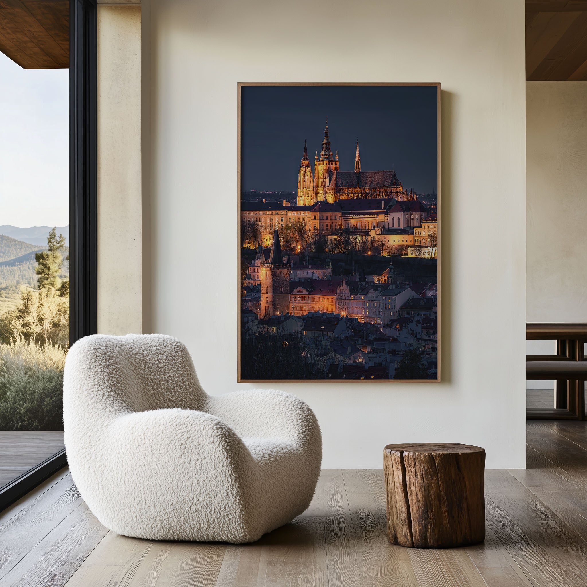 Prague Castle Night Wall Art | St. Vitus Cathedral Czech Republic Blue Hour Print | Travel Photography Poster