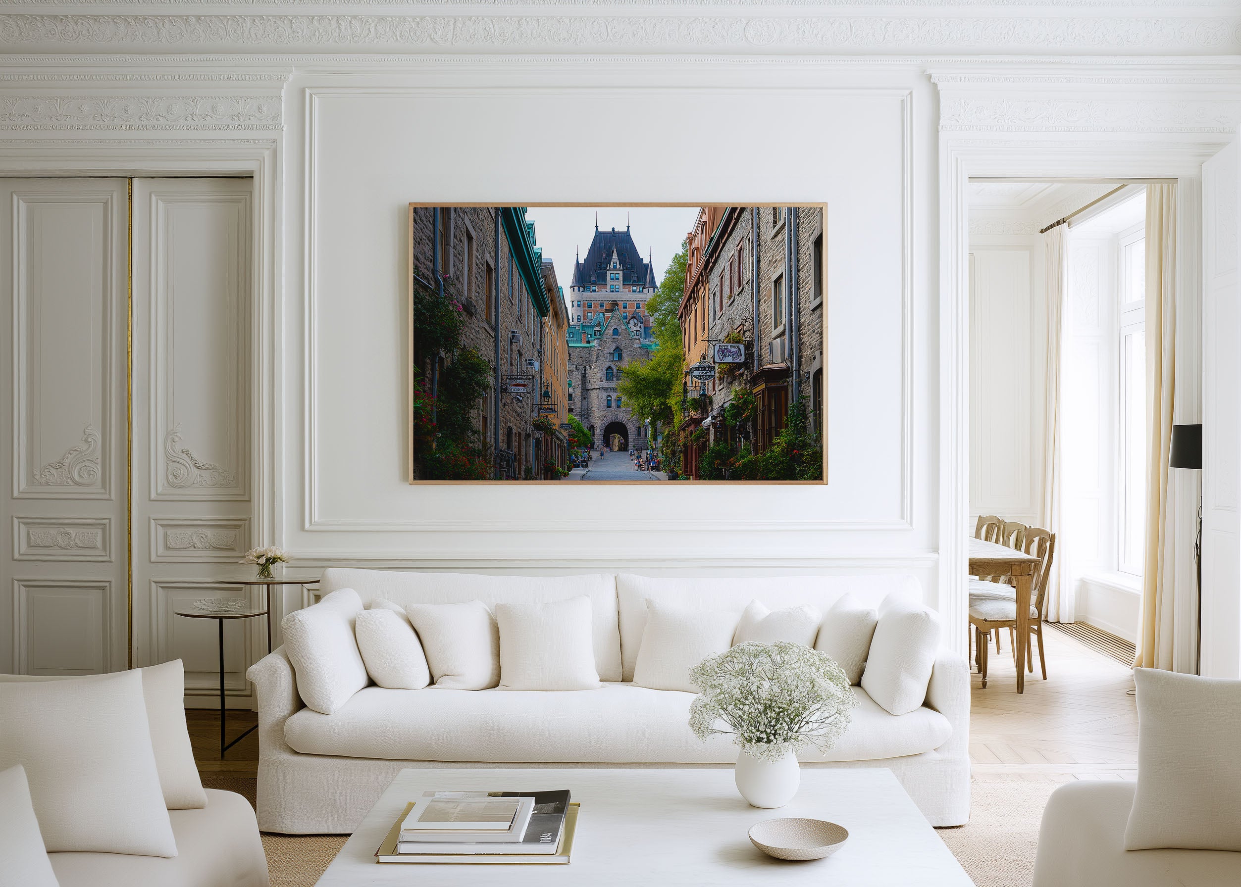 Quebec City Old Town Street Wall Art Print | Historic Chateau Frontenac Architecture Canada Photography