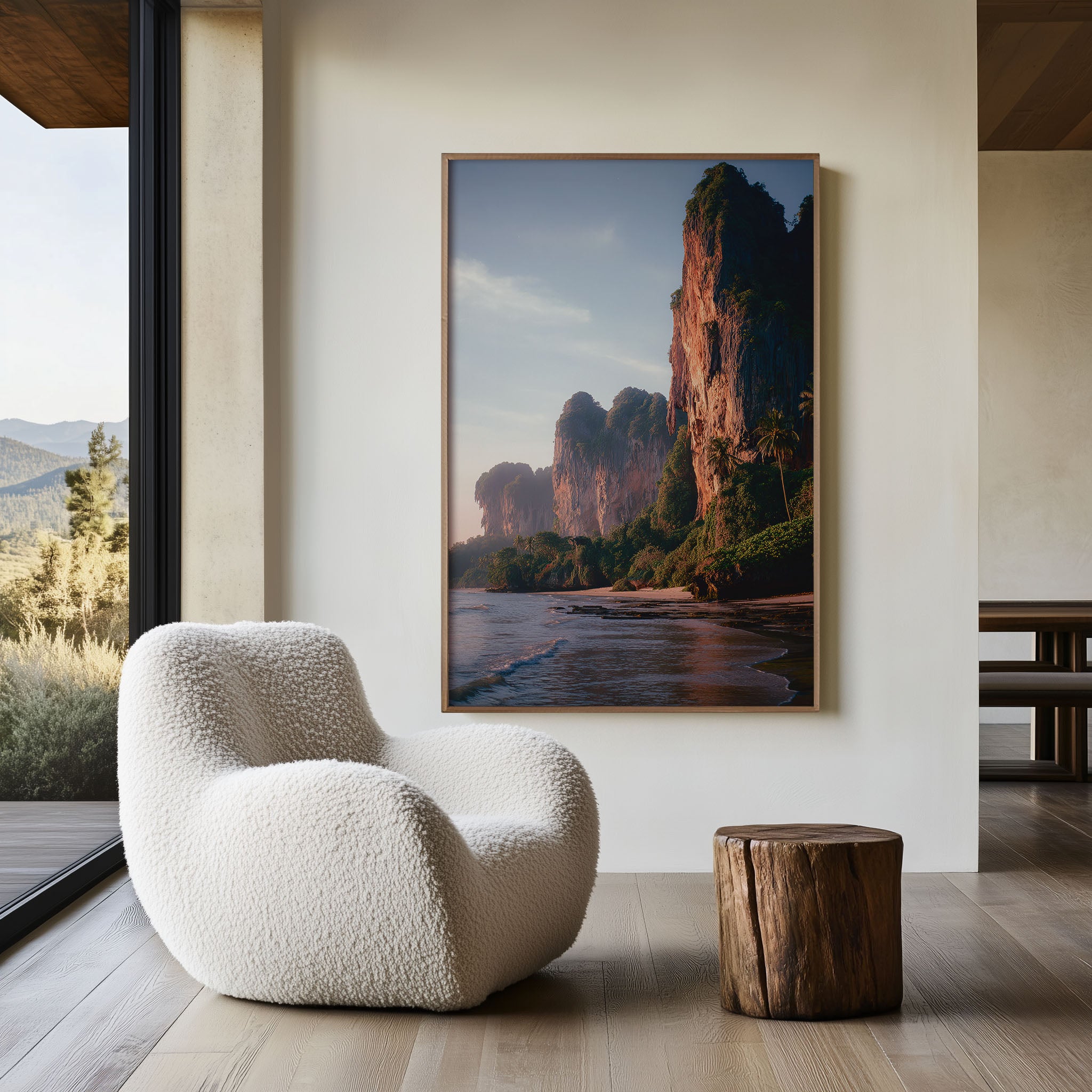 Railay Beach Limestone Cliffs Wall Art Print | Krabi Thailand Karst Sunset Photography | Southeast Asia Travel Poster | Tropical Home Decor