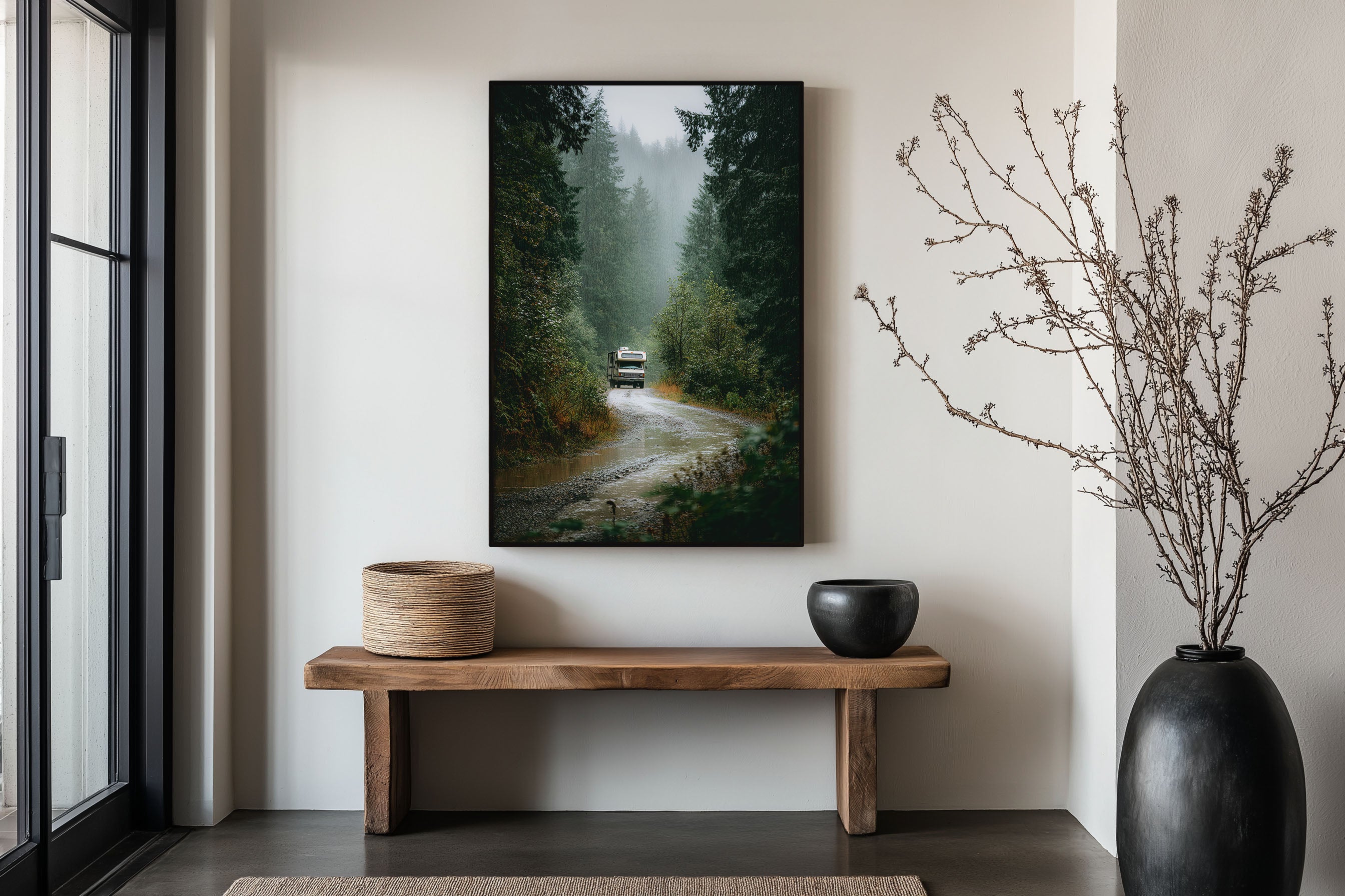 Rainy Forest RV Road Trip Print | Pacific Northwest Campervan Wall Art | Moody Forest Adventure Photography